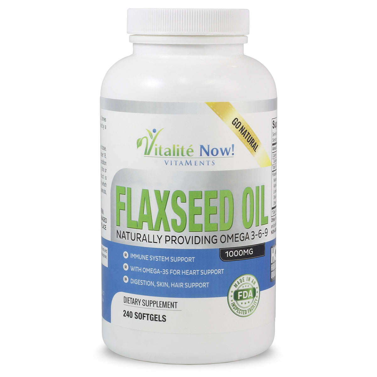 Vitalité Now! Flax Seed Oil 408g front view