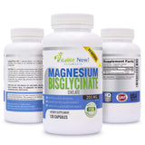 Vitalité Now! Magnesium Bisglycinate Capsules 200mg bottle with label