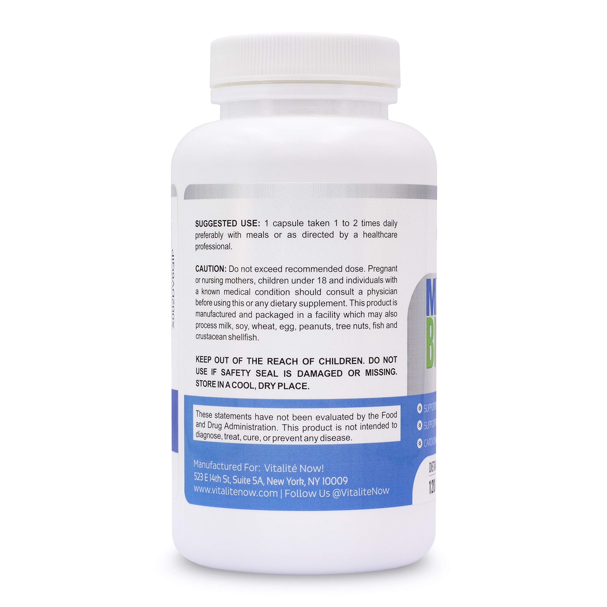 Vitalité Now! Magnesium Bisglycinate Capsules 200mg on a wooden table