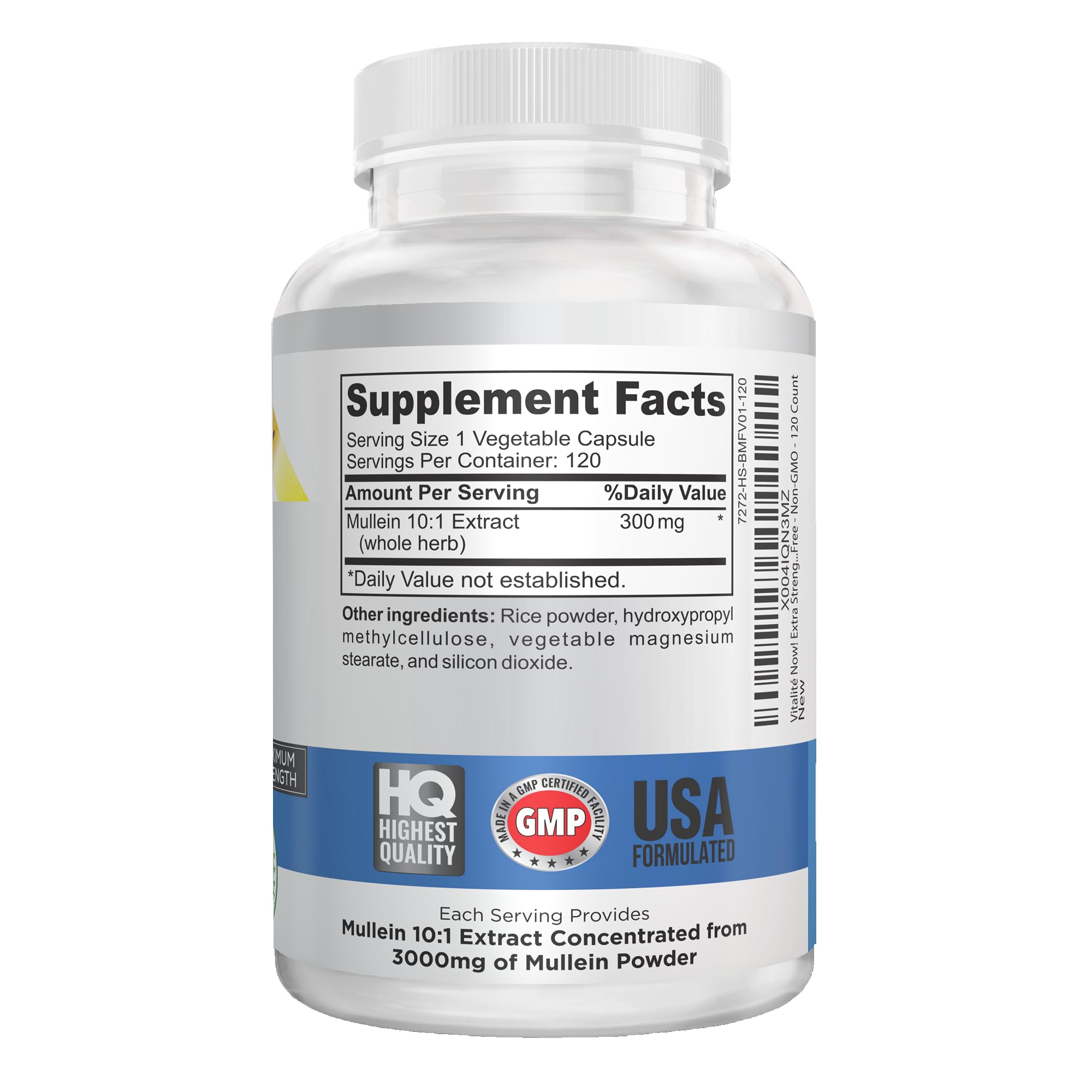Vitalité Now! Mullein Extract label details