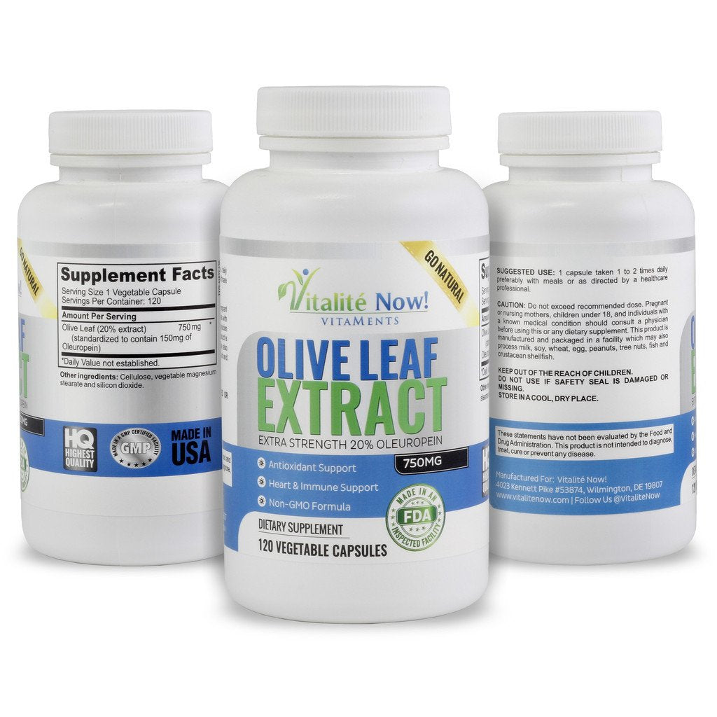 Vitalité Now! Olive Leaf Extract 750mg capsule bottle