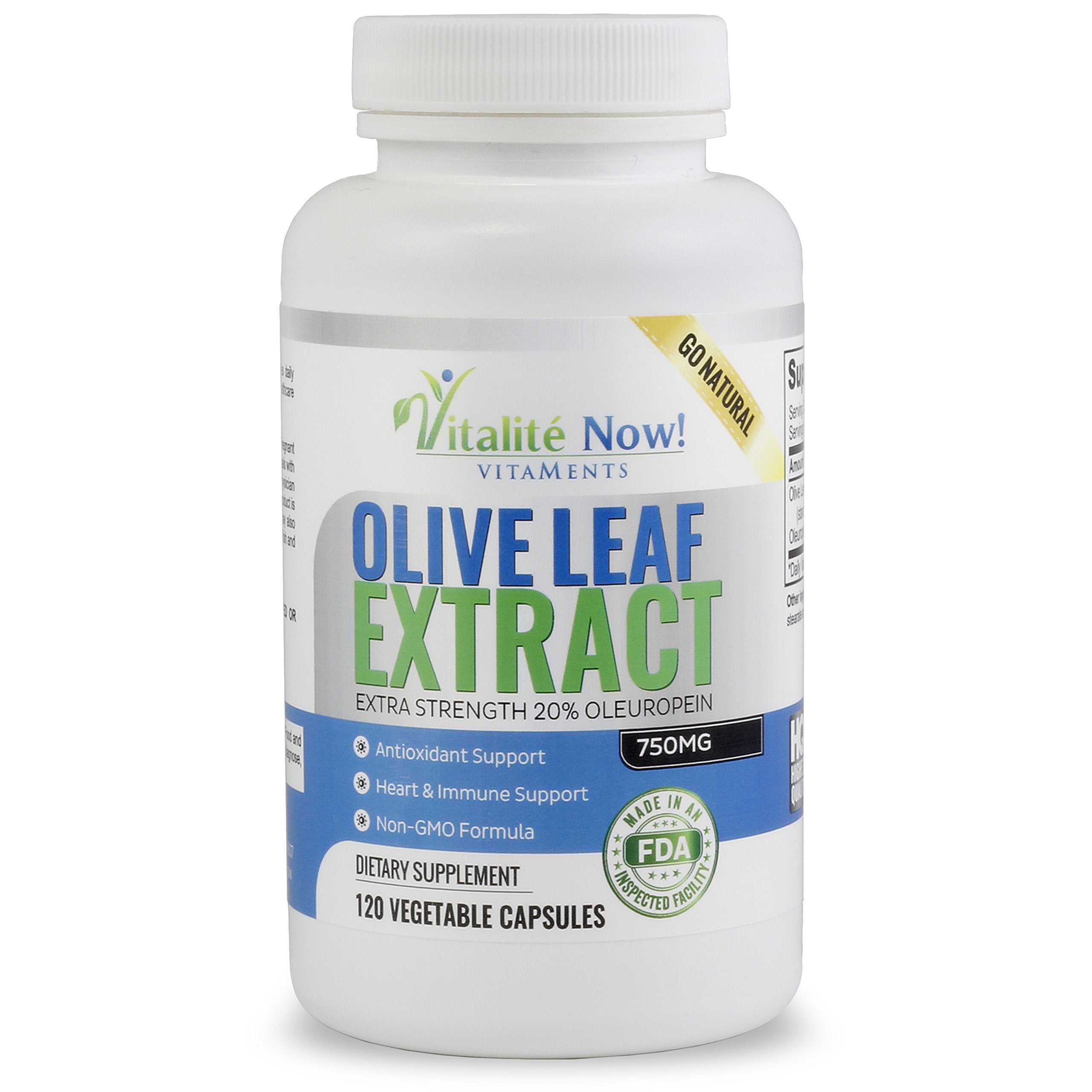 Vitalité Now! Olive Leaf Extract 750mg capsule front view