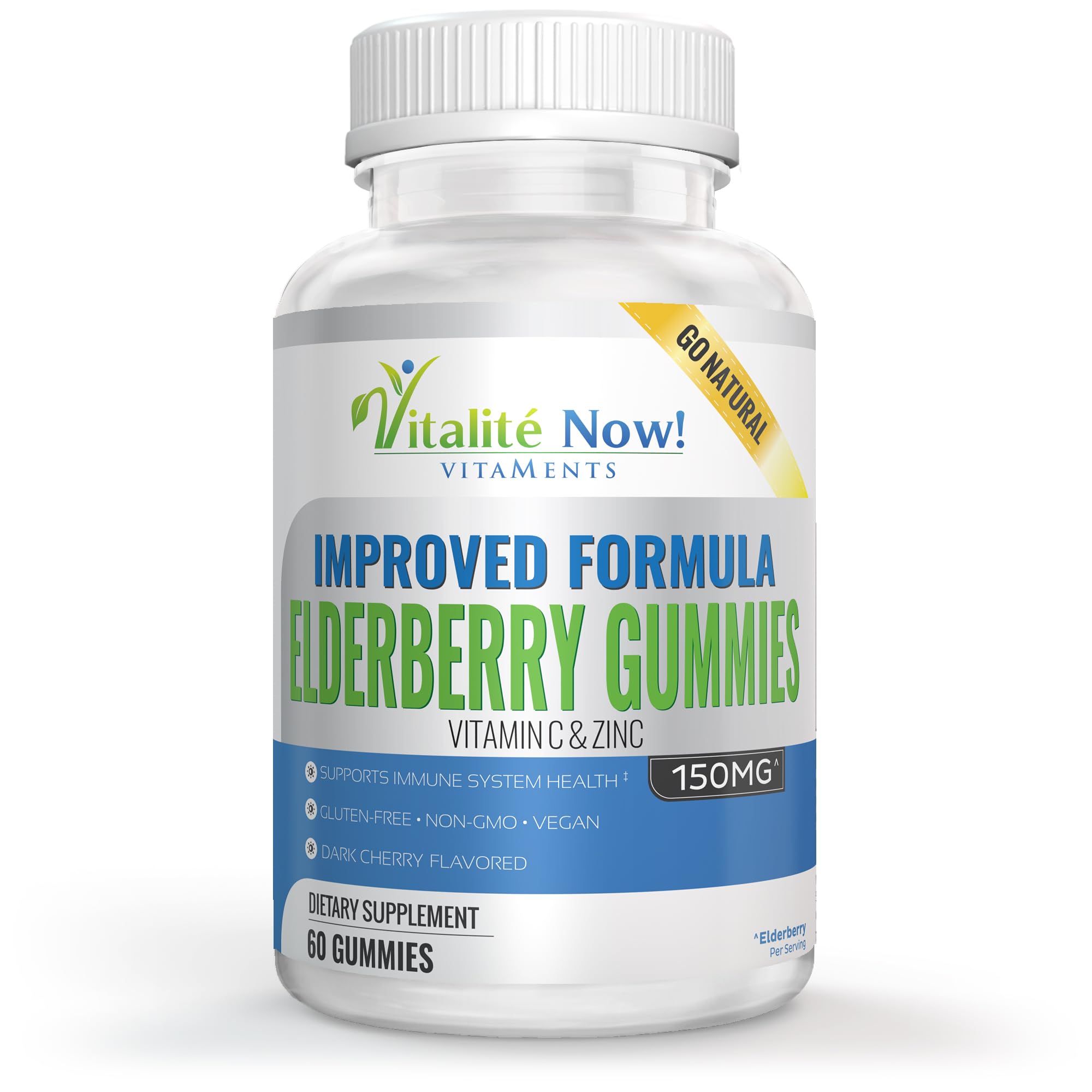 Vitalité Now! Organic Elderberry Gummies front view packaging