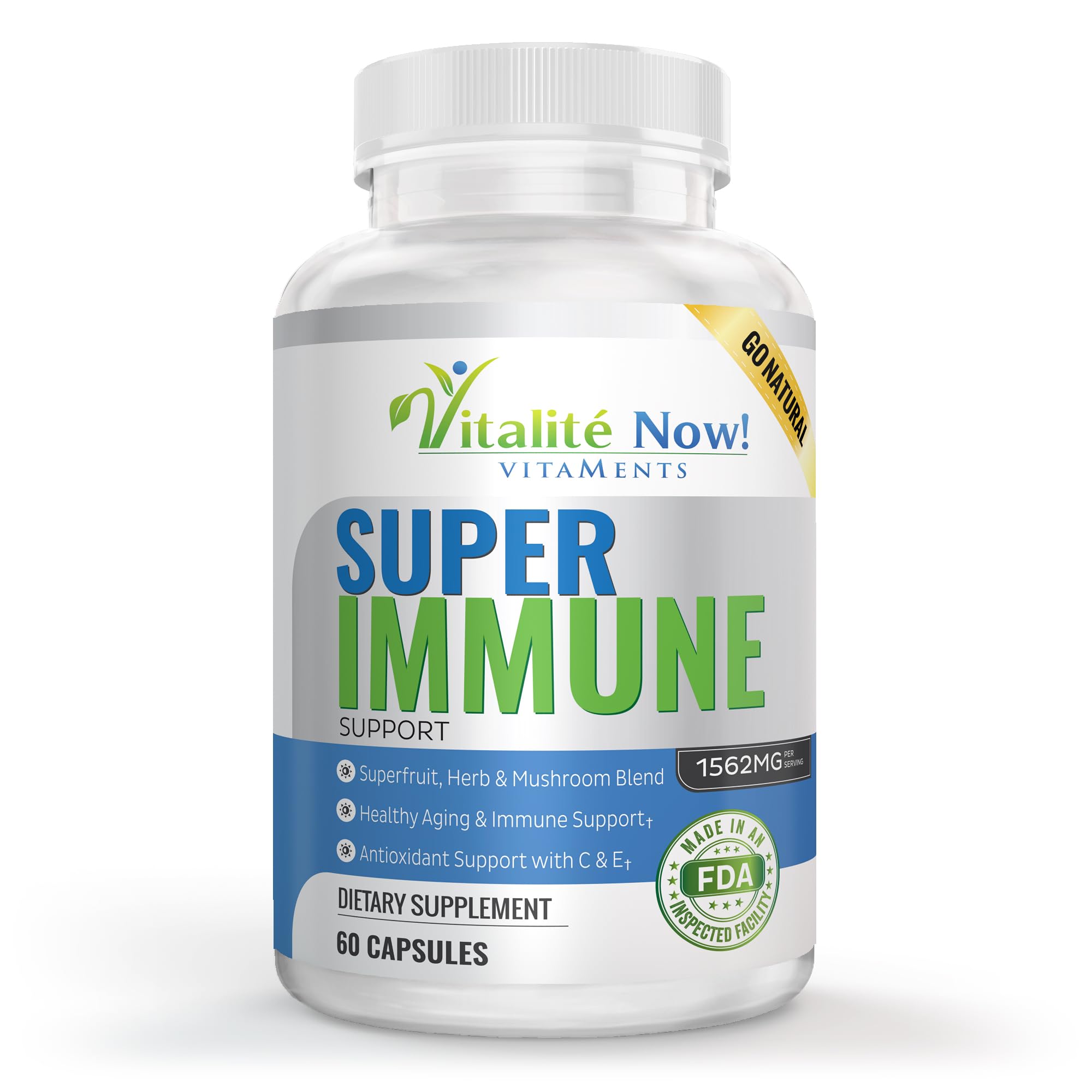 Vitalité Now! Super daily wellness Support 60 capsules front view
