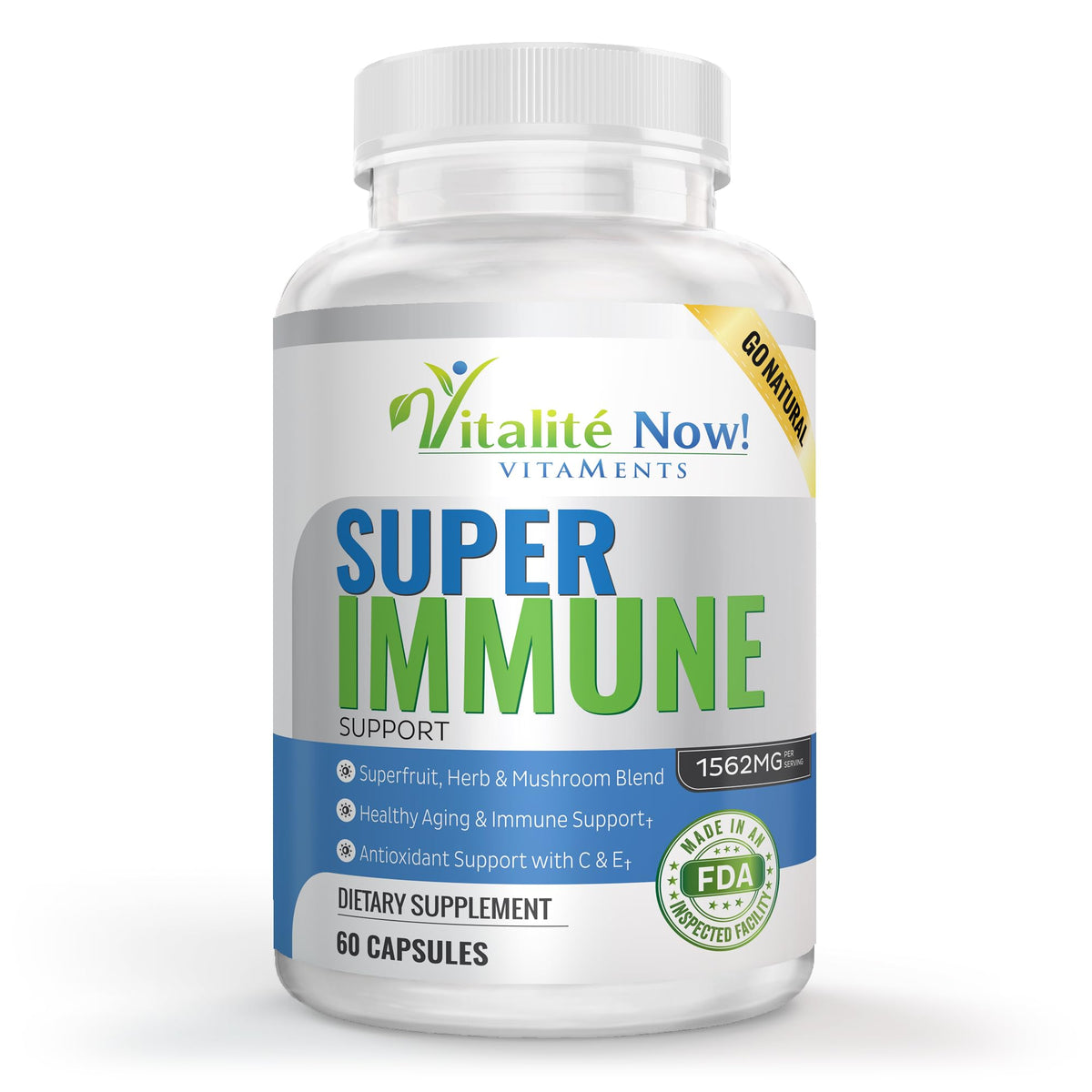 Vitalité Now! Super daily wellness Support 60 capsules front view