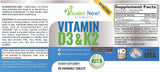 Vitalité Now! Vitamin D3 2000IU & K2 MK7 chewable tablets with ingredients list