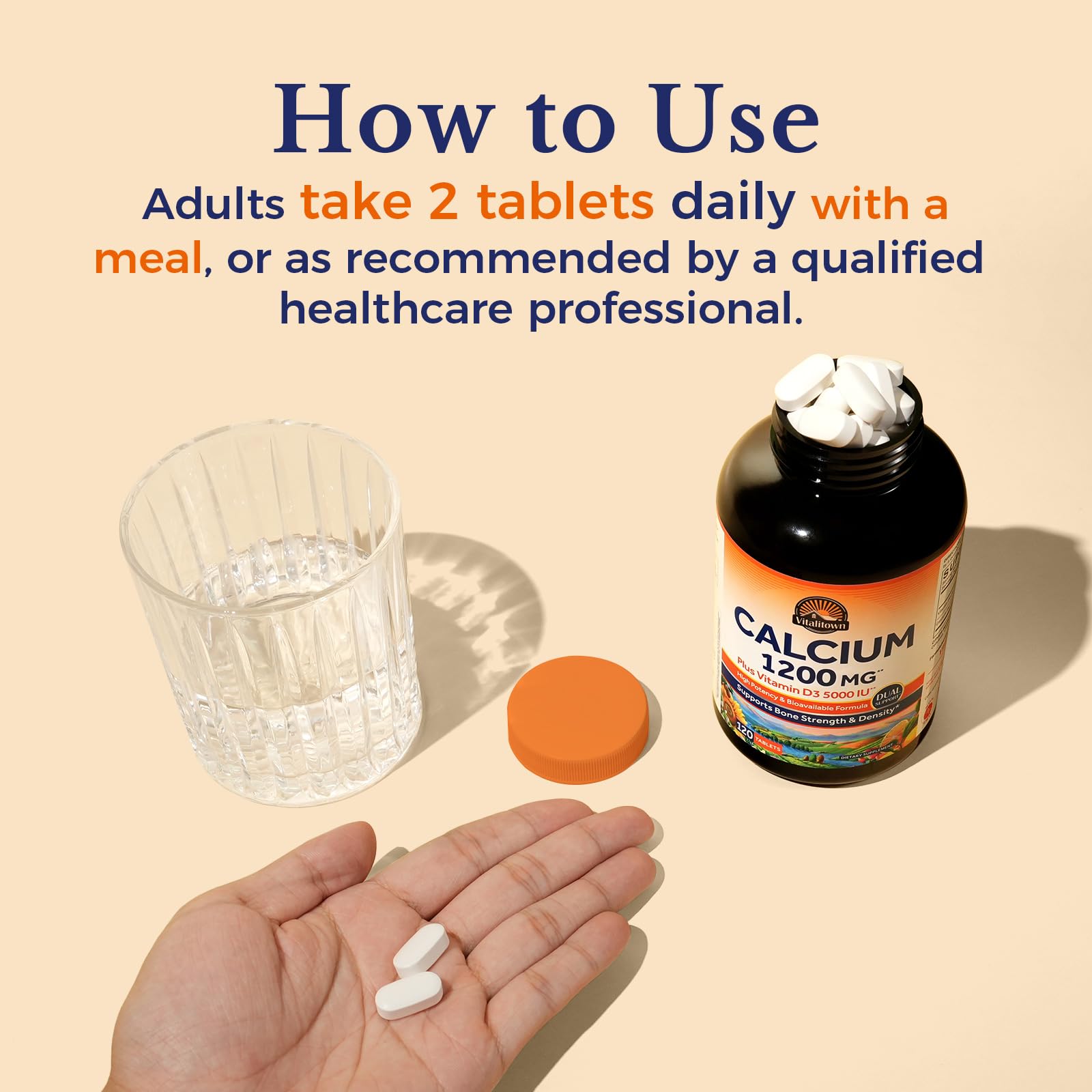 Vitalitown Calcium Supplement bottle back view