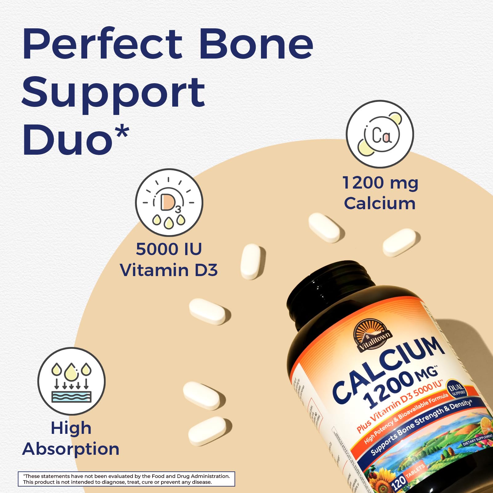 Vitalitown Calcium Supplement bottle side view