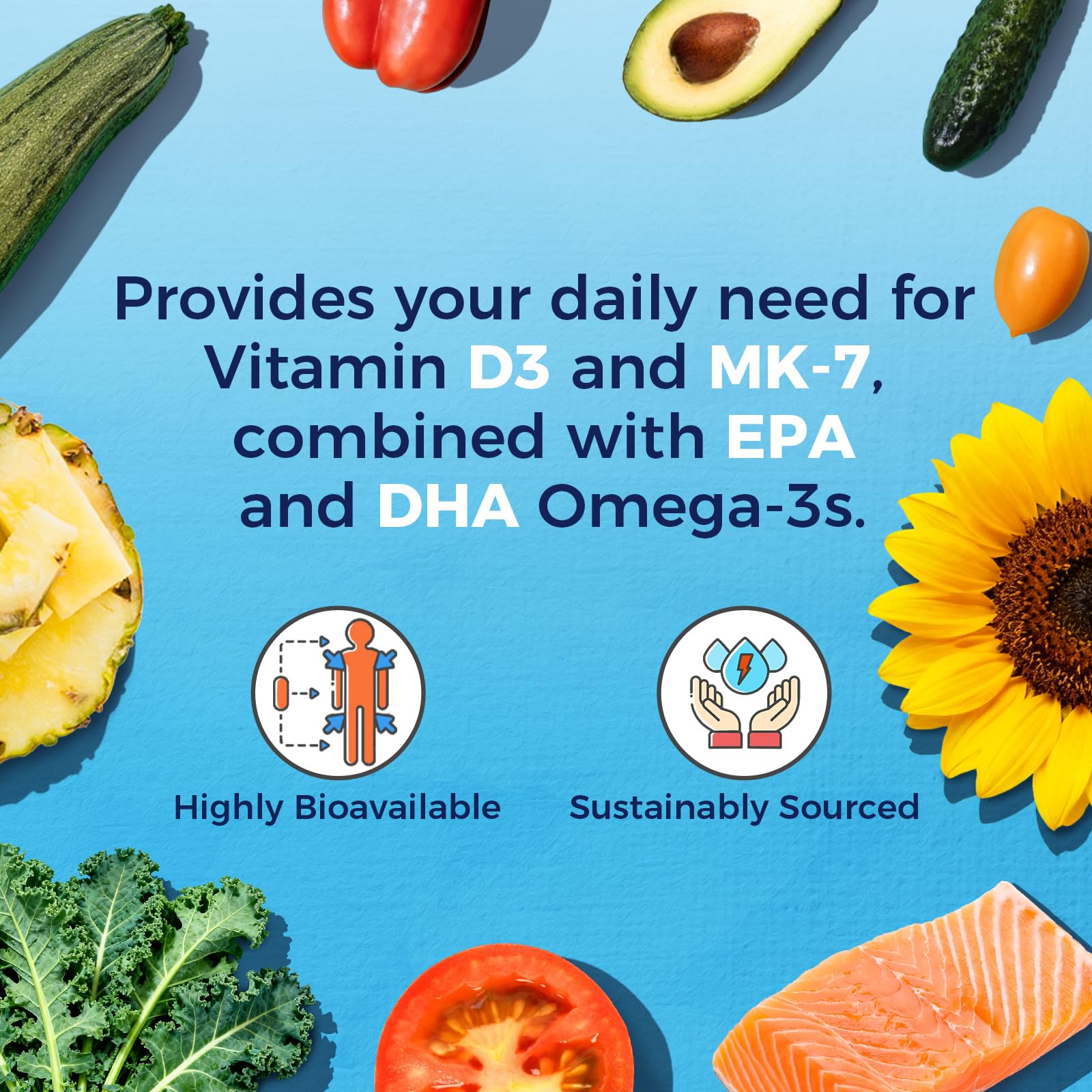 Vitalitown D3 K2 Fish Oil Supplement capsules