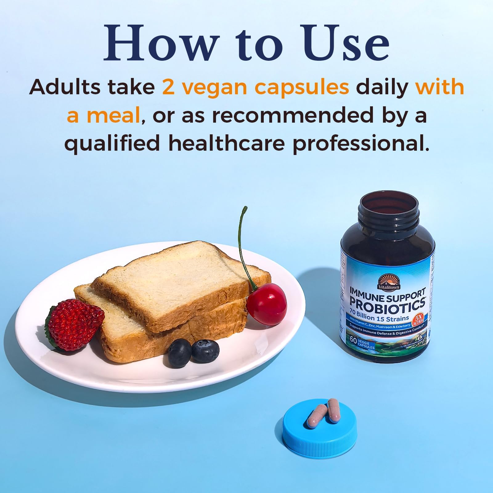 Vitalitown daily wellness Support Probiotics in a lifestyle setting