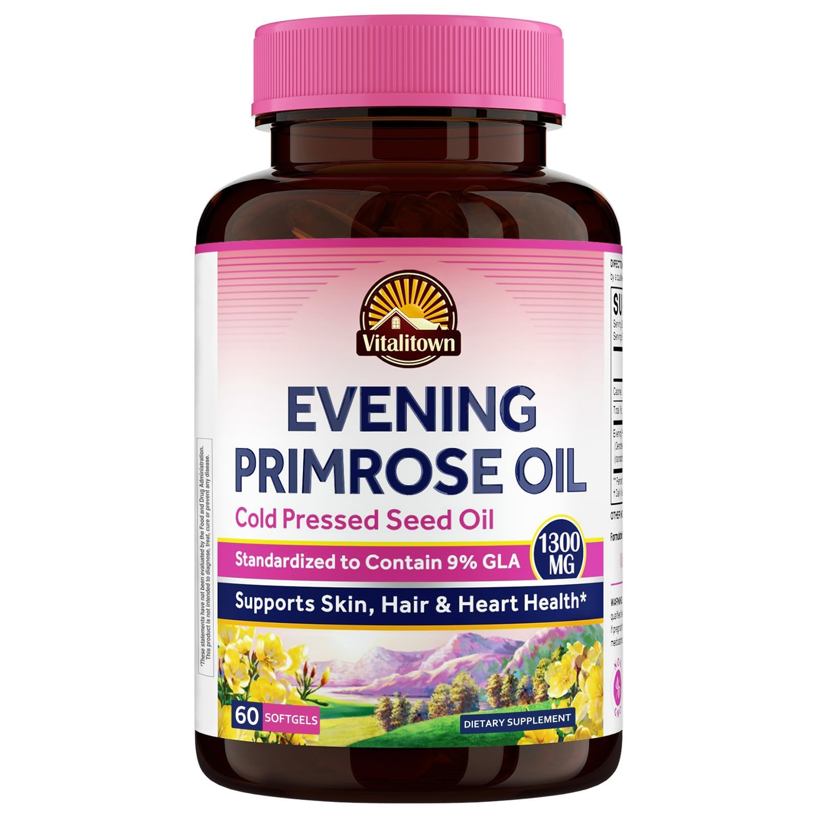 Vitalitown Evening Primrose Oil Softgels 1300mg front view