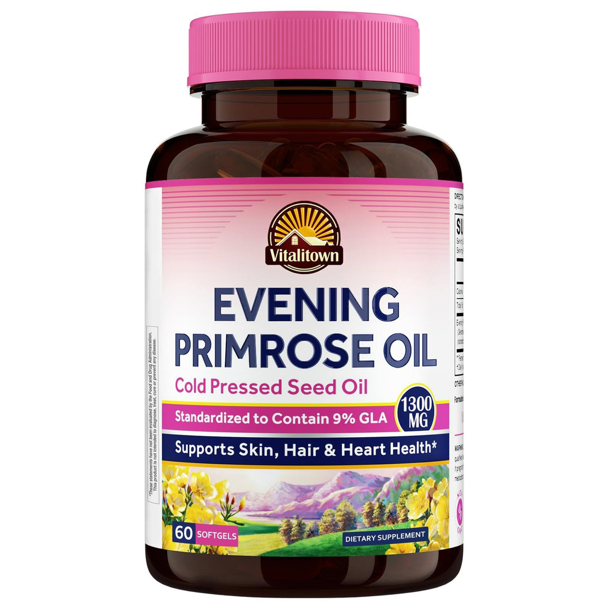 Vitalitown Evening Primrose Oil Softgels 1300mg front view