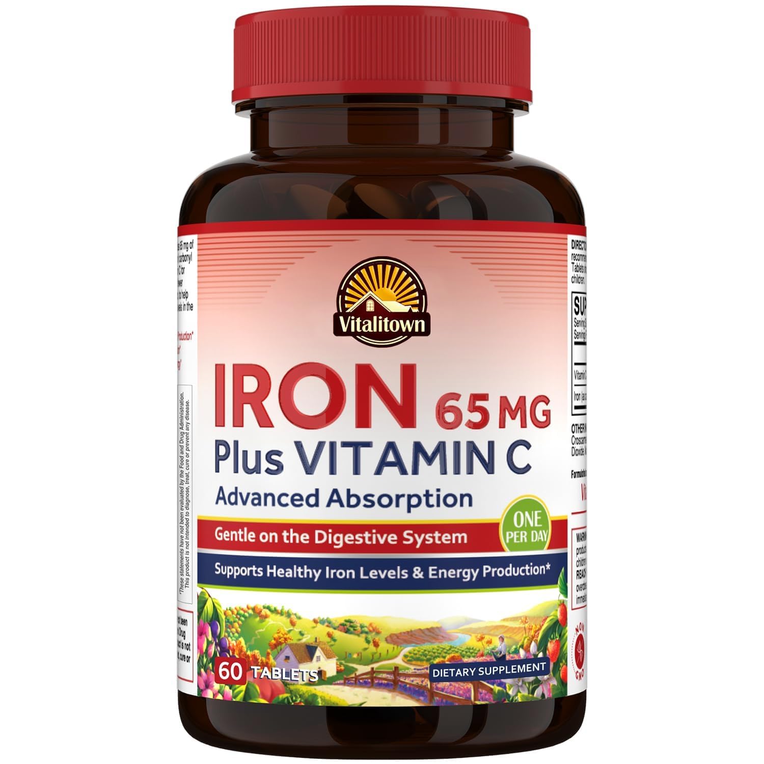 Vitalitown Iron Supplement 65mg carbonyl iron front view
