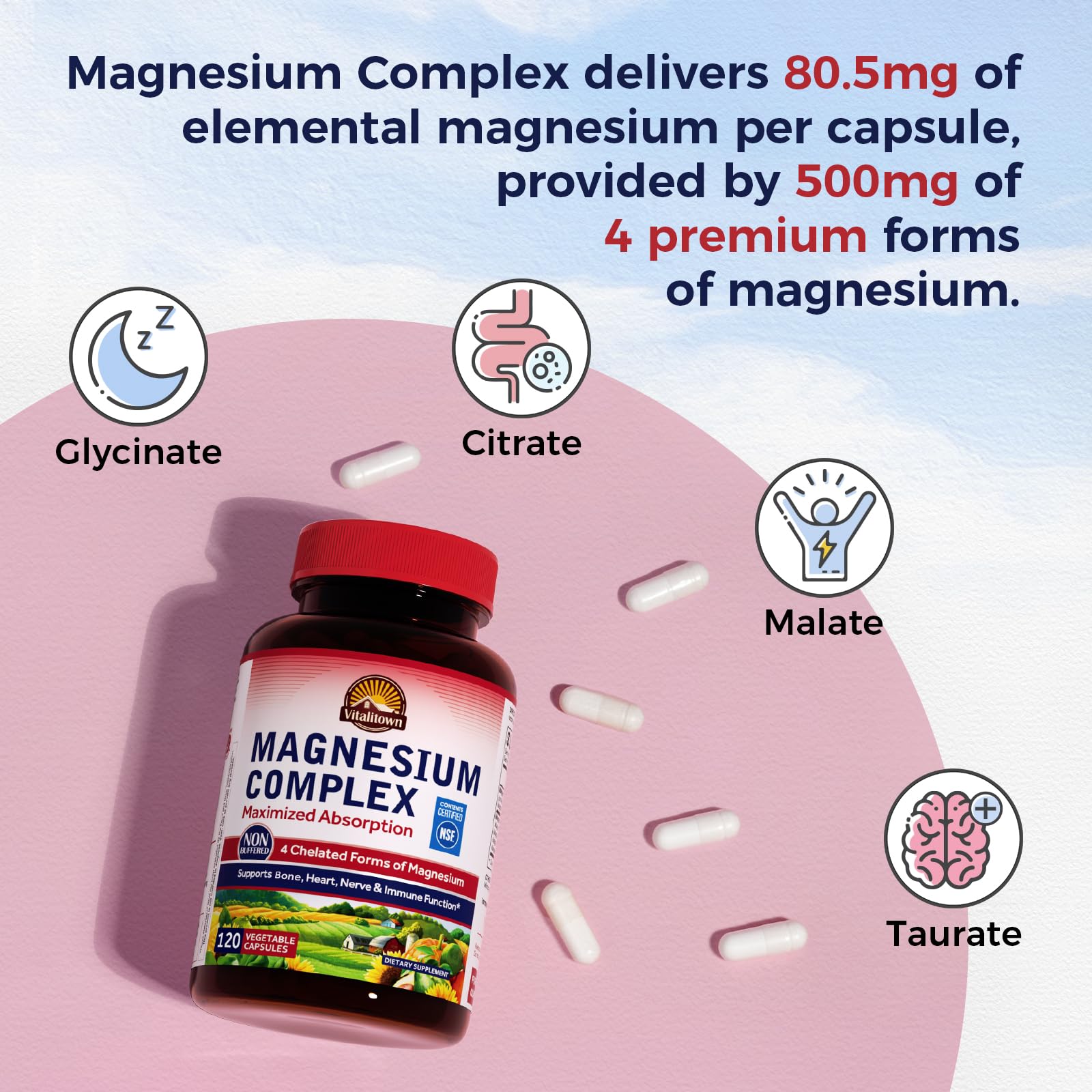 Vitalitown Magnesium Complex 240 Capsules packaging