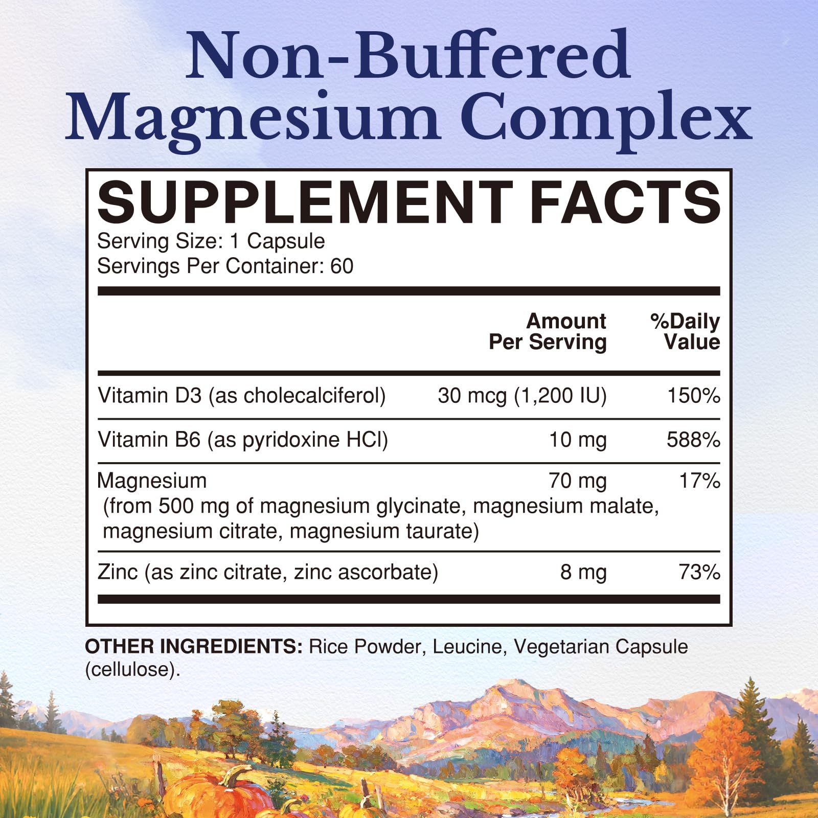Vitalitown Magnesium Complex 68g back view with ingredients
