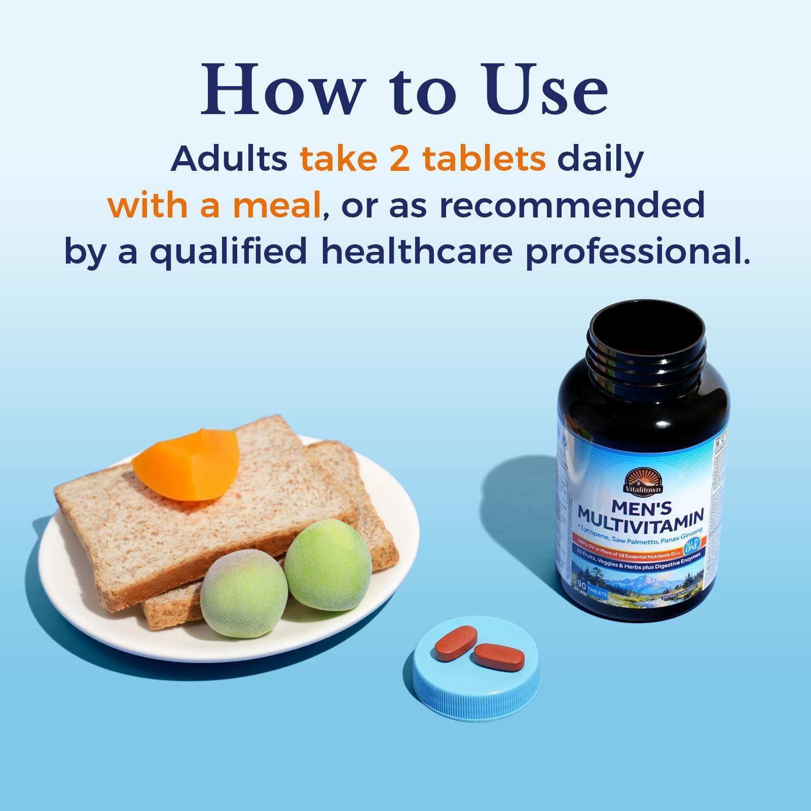 Vitalitown Multivitamin for Men group shot with other supplements