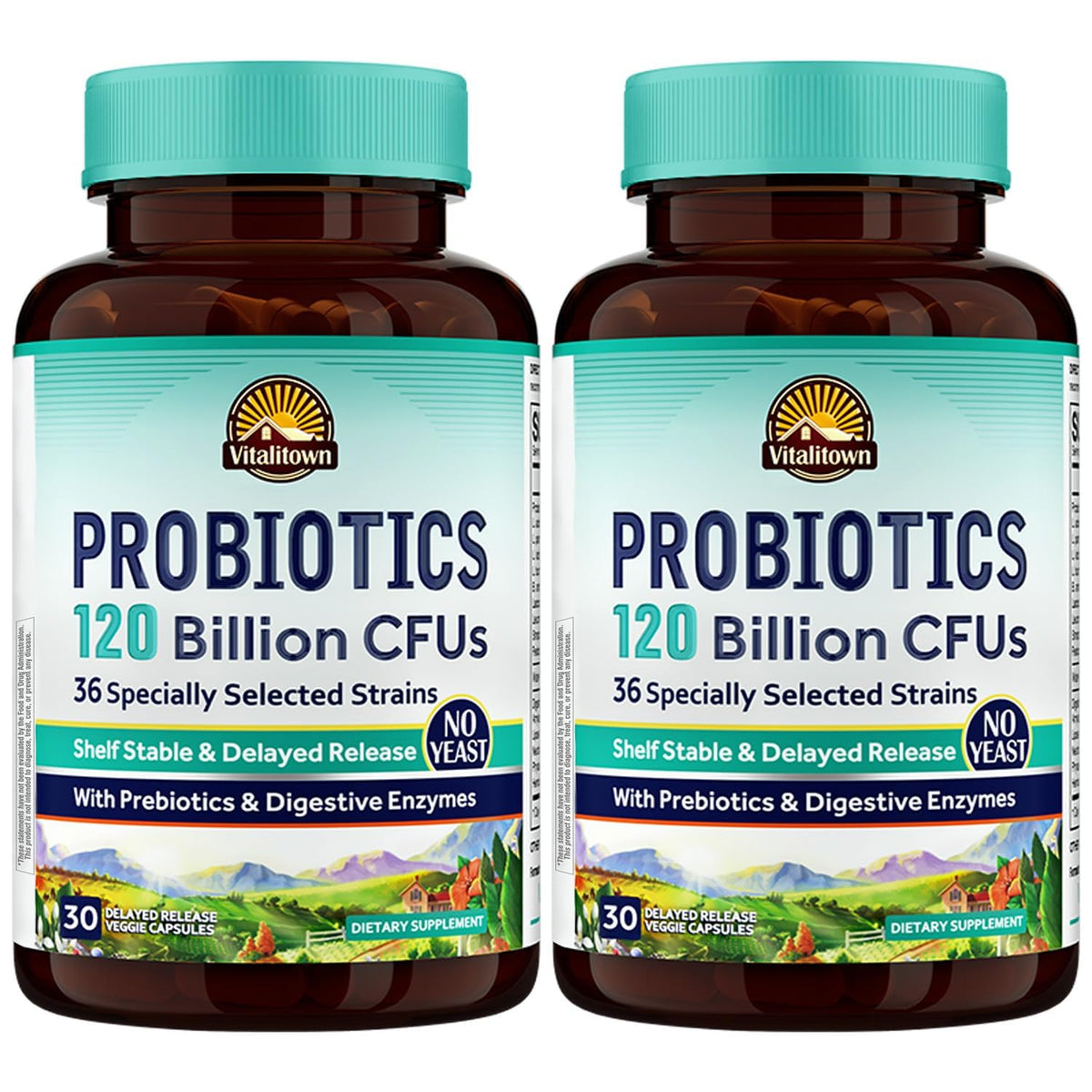Vitalitown Probiotics 120 Billion CFUs capsule bottle front view