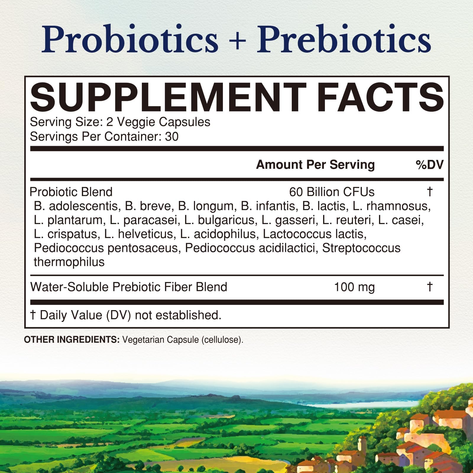 Vitalitown Probiotics 60 Billion CFUs bottle on a wooden table