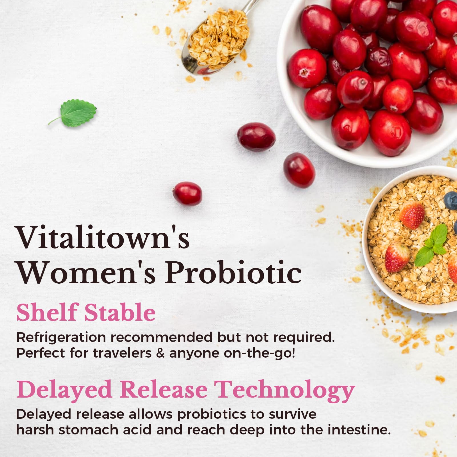 Vitalitown Women's Probiotics 120 Billion CFUs capsules in hand