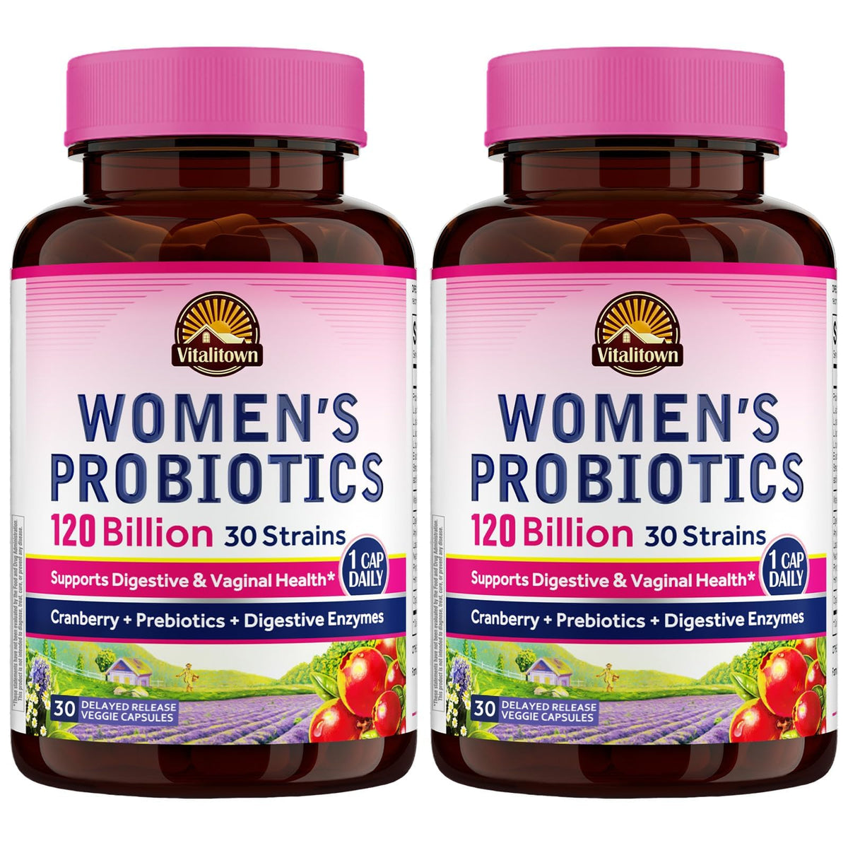 Vitalitown Women's Probiotics front view of the bottle