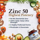 Vitalitown Zinc 50mg Elemental Zinc Capsules bottle with label