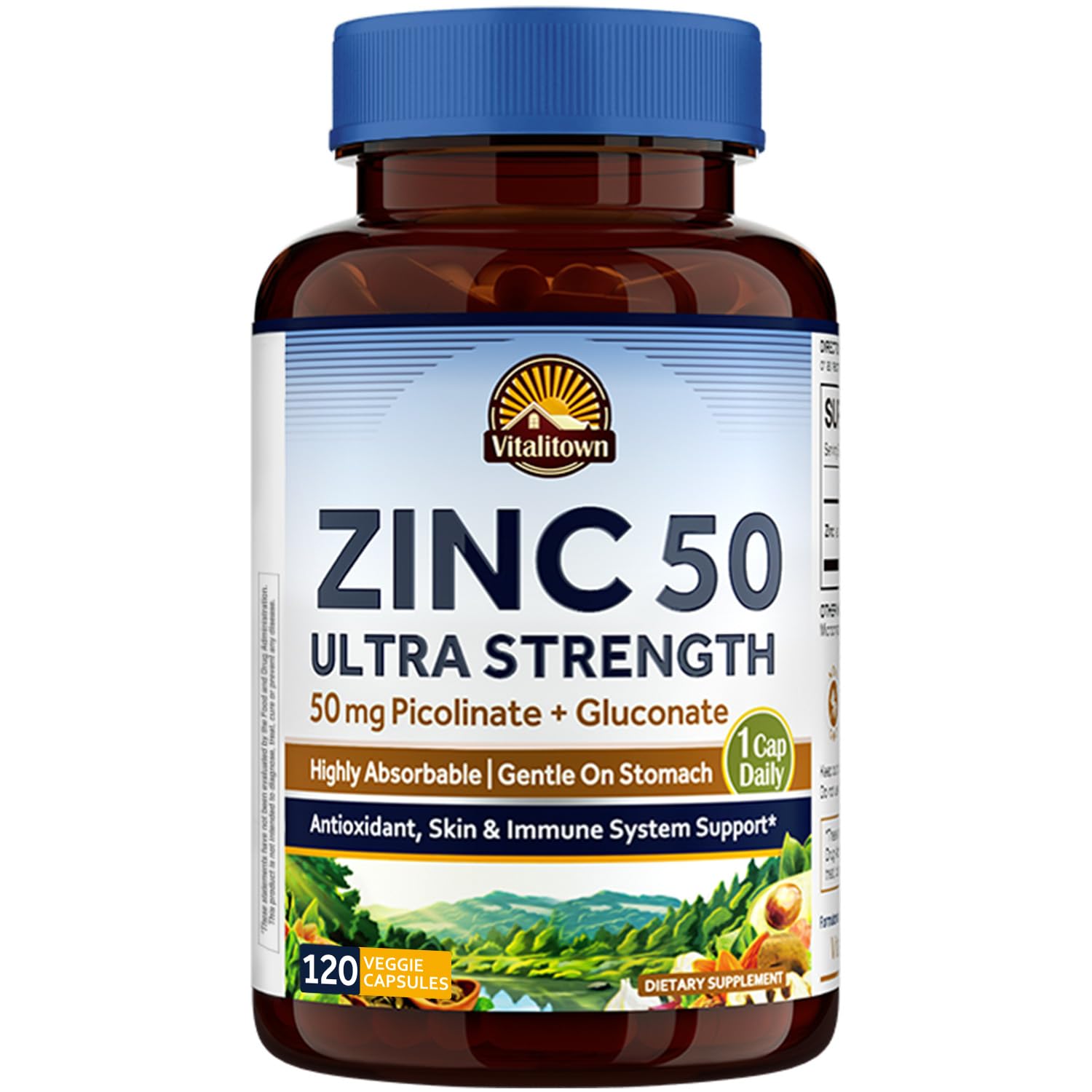 Vitalitown Zinc 50mg Elemental Zinc Capsules front view