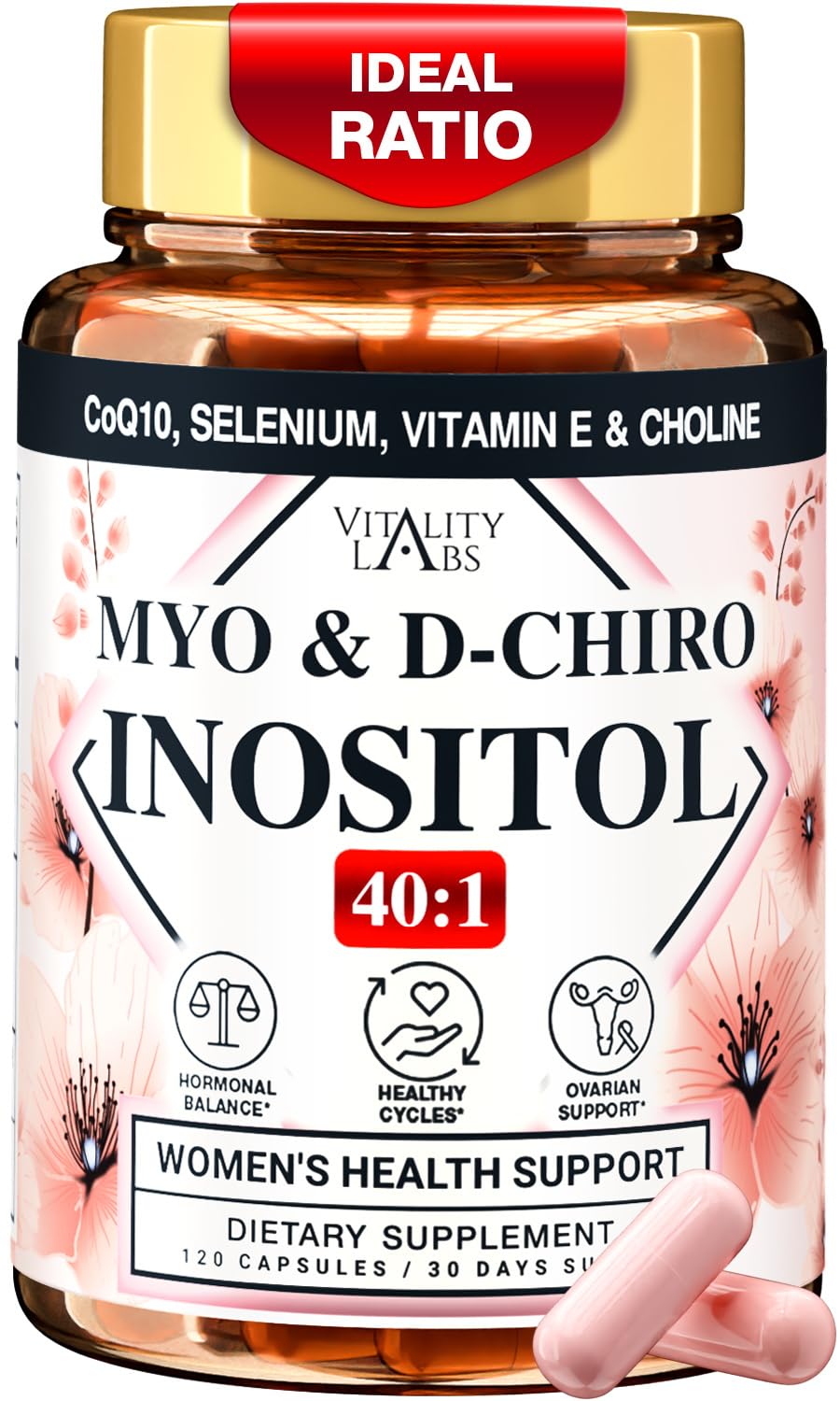 Vitality Labs Inositol 2000mg capsules front view