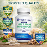 Vitality Span Lion's Mane Mushroom Capsules 1000mg bottle with label