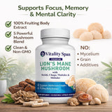 Vitality Span Lion's Mane Mushroom Capsules 1000mg side view
