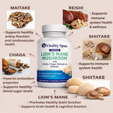 Vitality Span Lion's Mane Mushroom Capsules 1000mg with measuring spoon