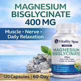 Vitality Span Magnesium Glycinate 400mg supplement side view