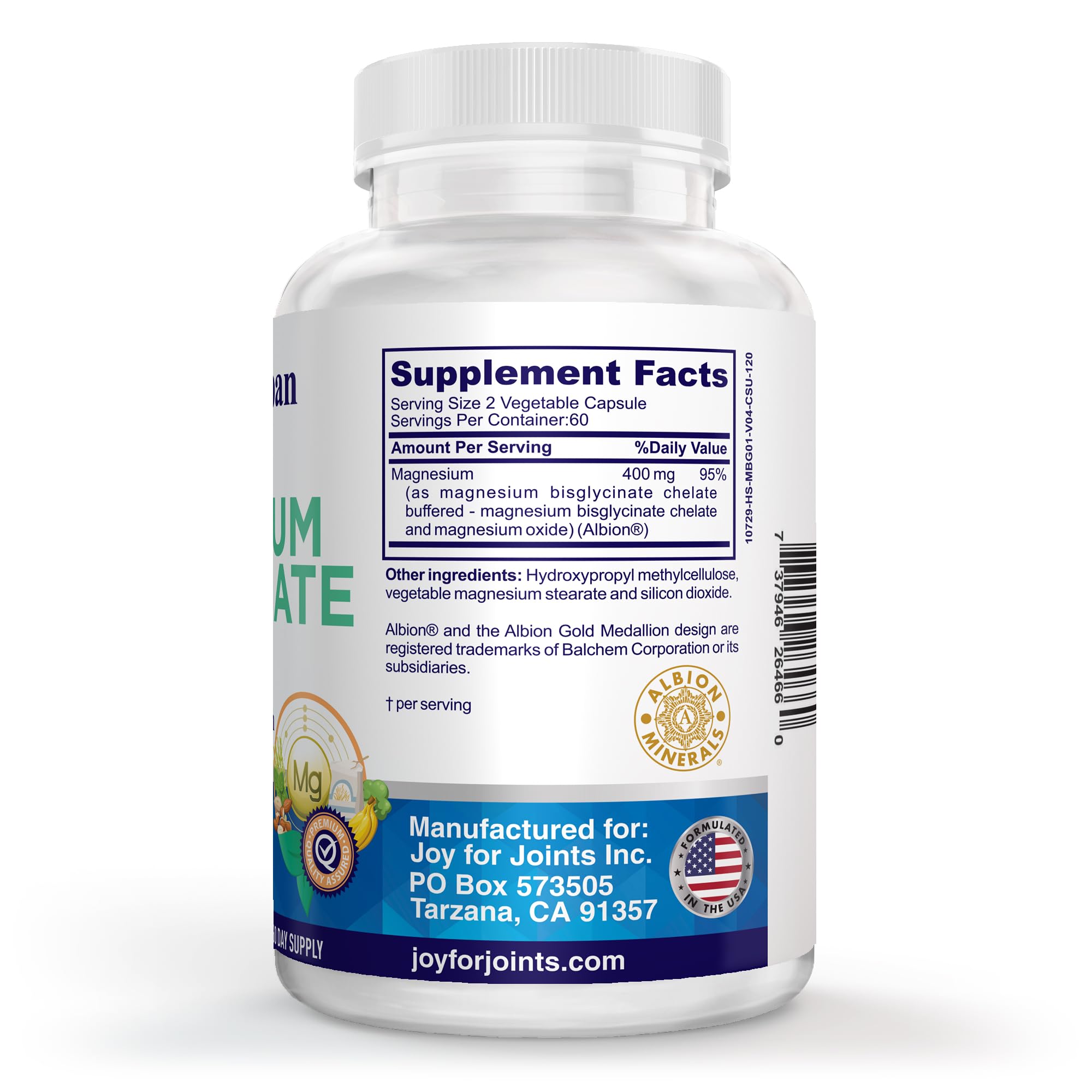 Vitality Span Magnesium Glycinate 400mg supplement with measuring spoon