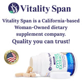 Vitality Span Pure Oyster Extract capsules on a wooden surface