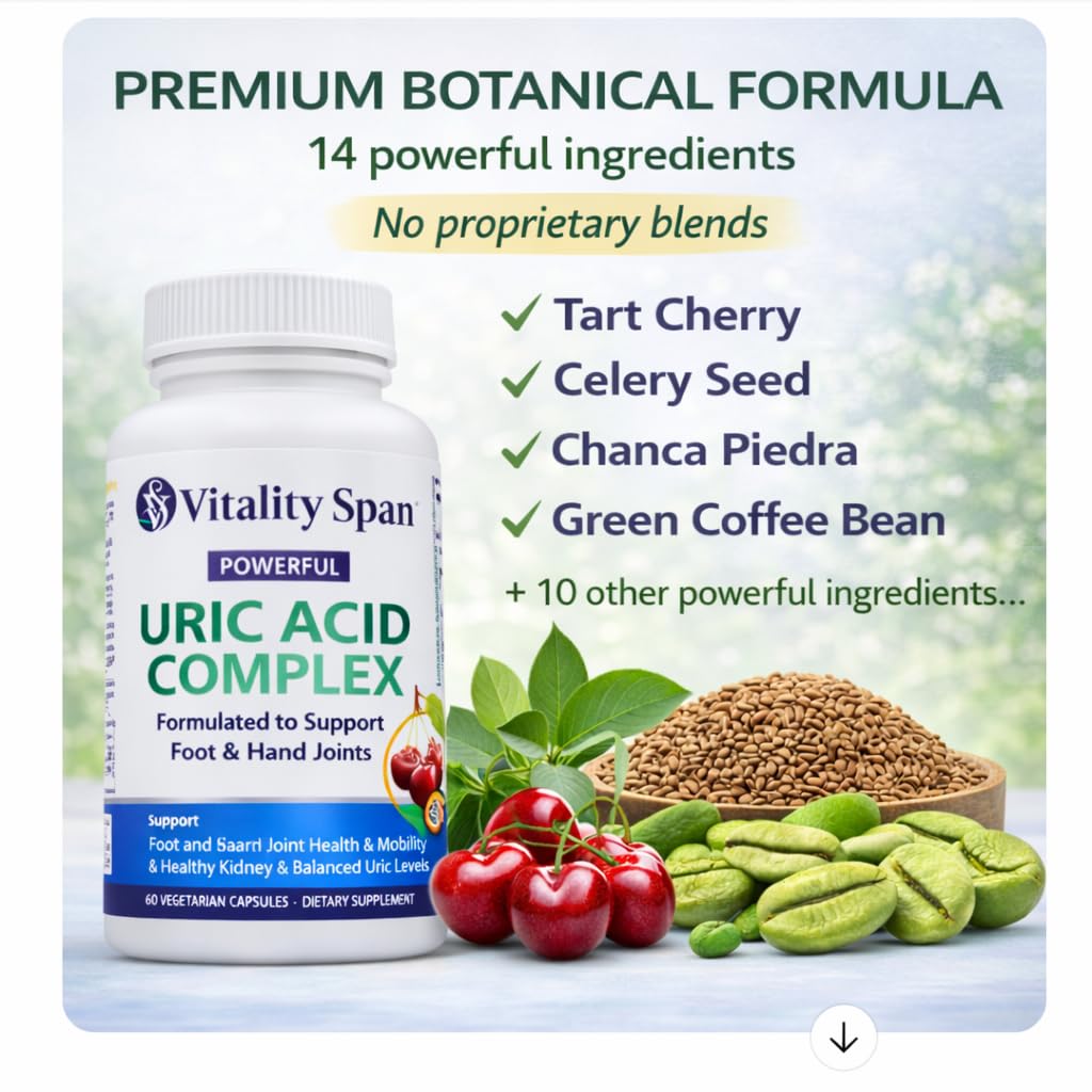 Vitality Span Uric Acid Cleanse Supplement bottle with label