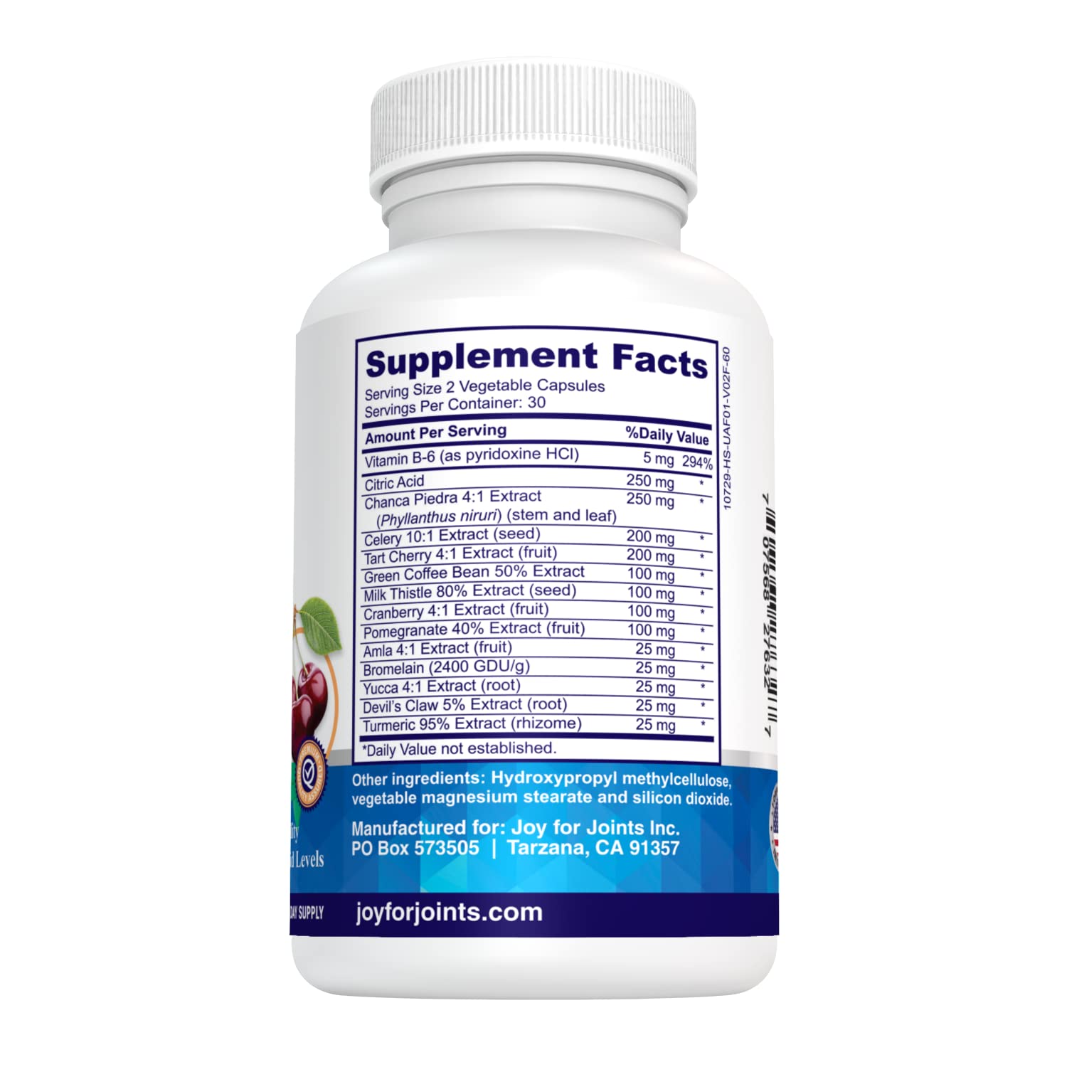 Vitality Span Uric Acid Cleanse Supplement packaging side view
