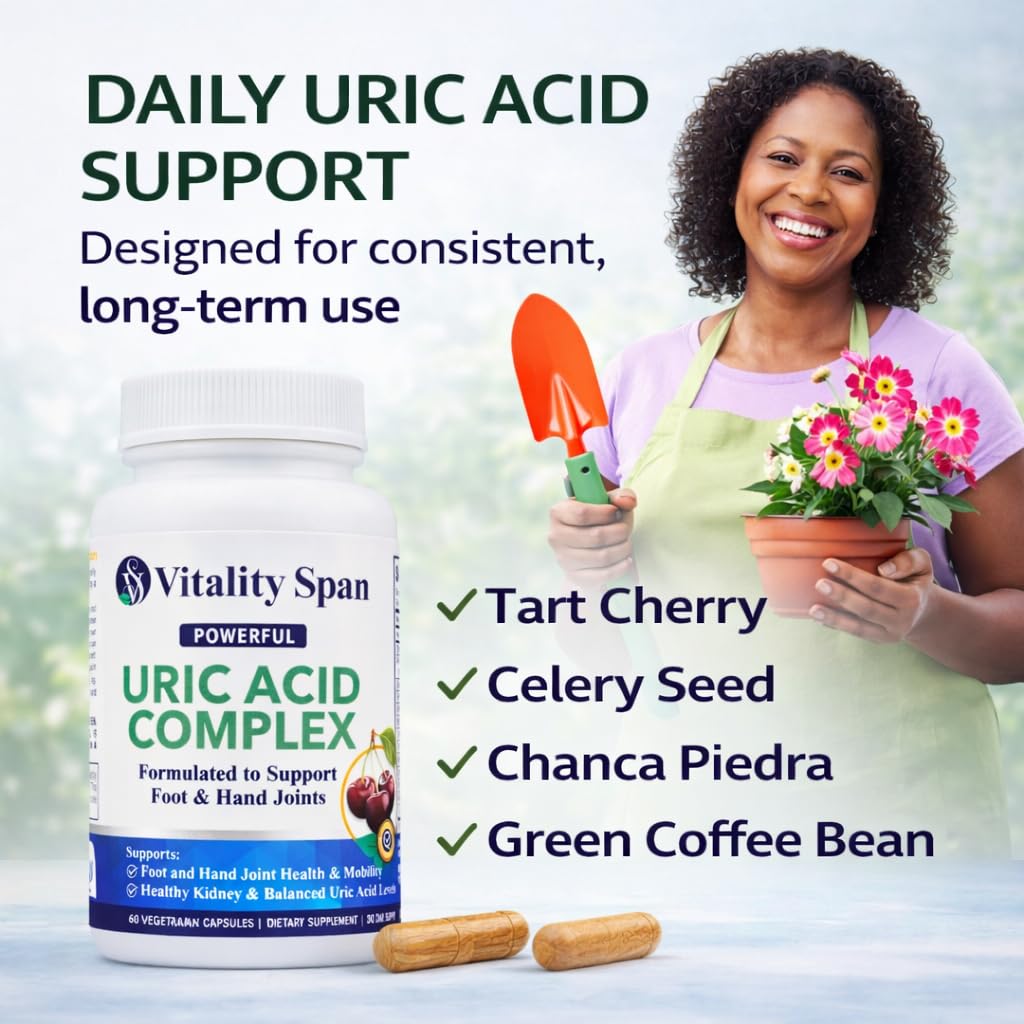 Vitality Span Uric Acid Cleanse Supplement with a measuring spoon