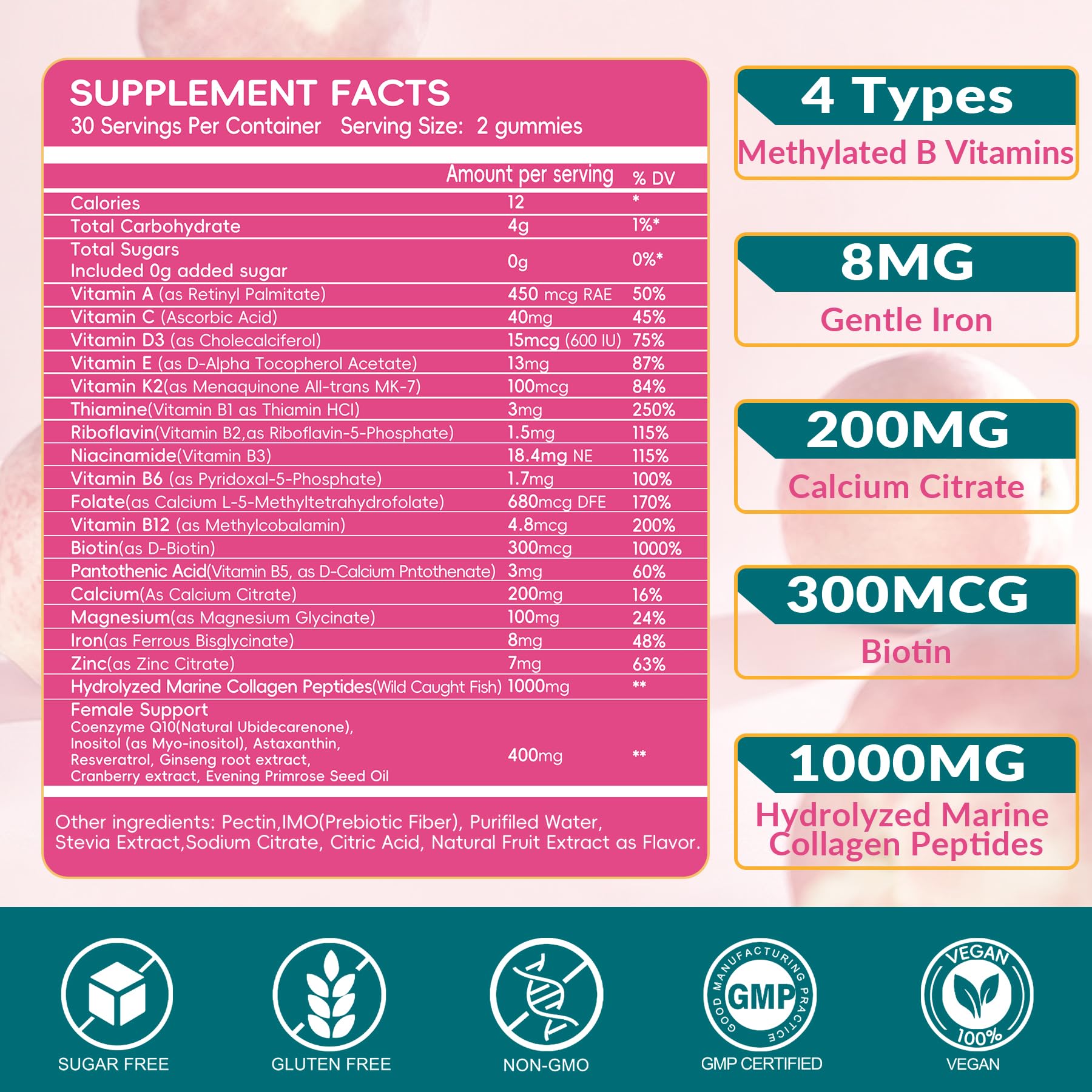 VitalityPeak Women's Multivitamin Gummies 200g on a table