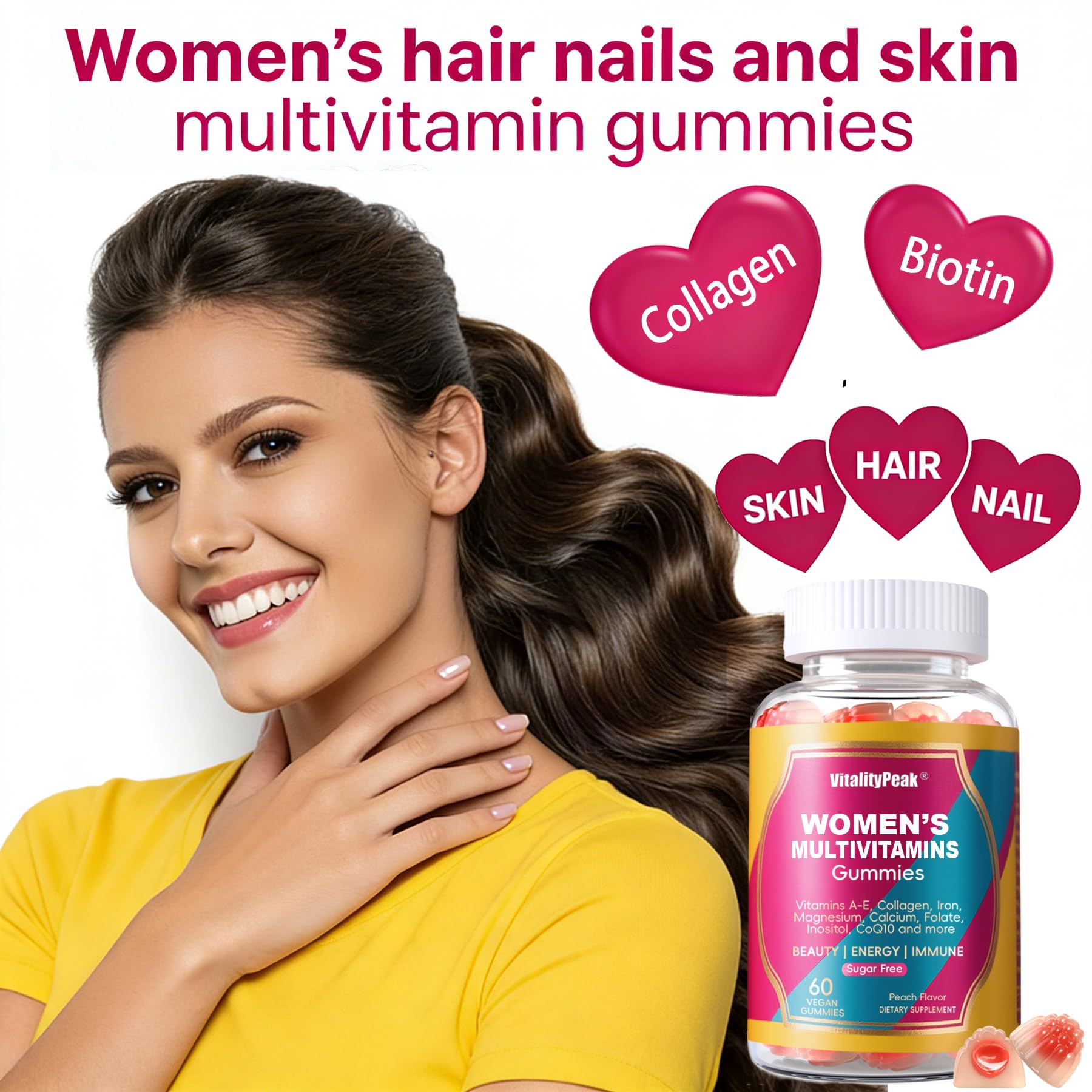 VitalityPeak Women's Multivitamin Gummies 200g side view