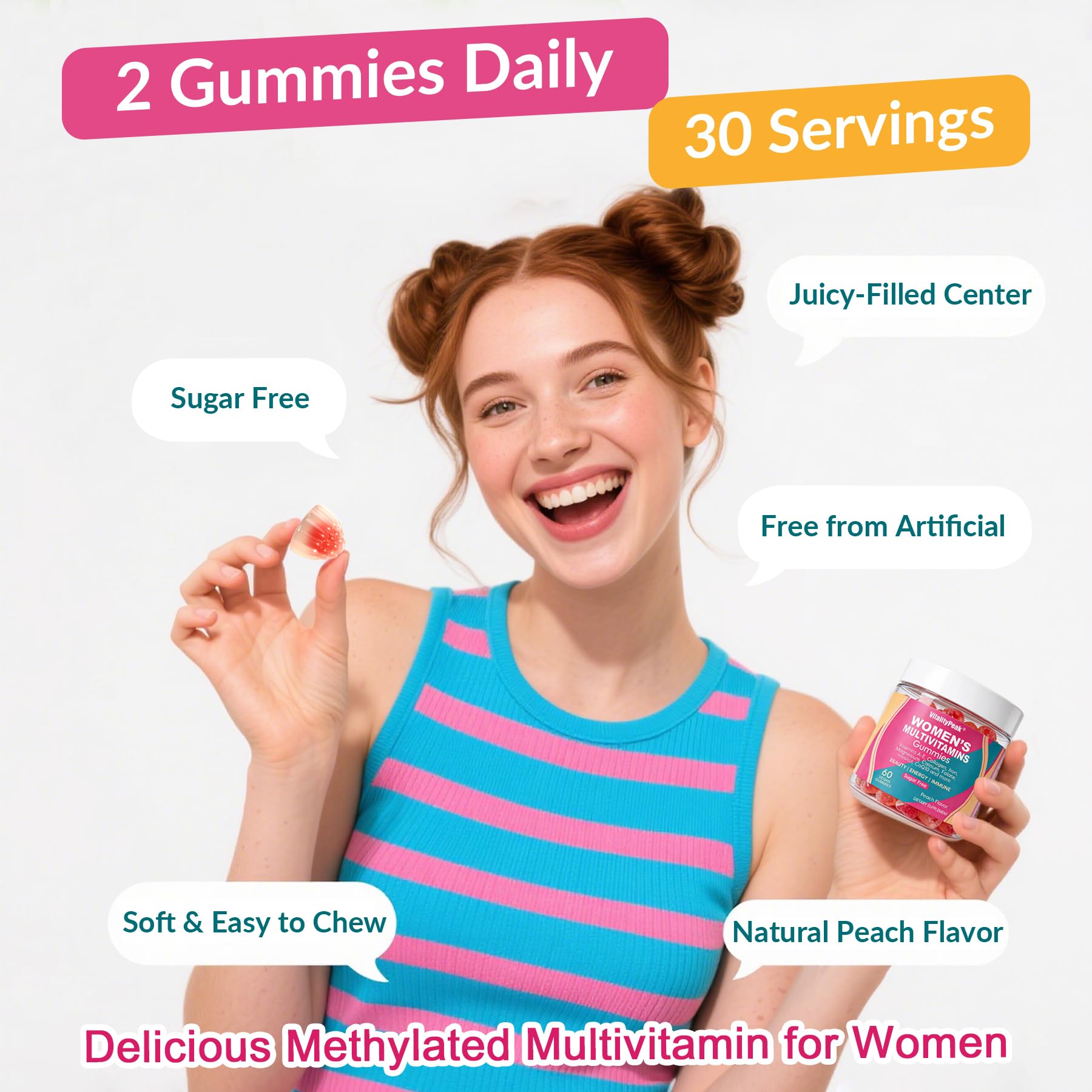 VitalityPeak Women's Multivitamin Gummies in a lifestyle setting