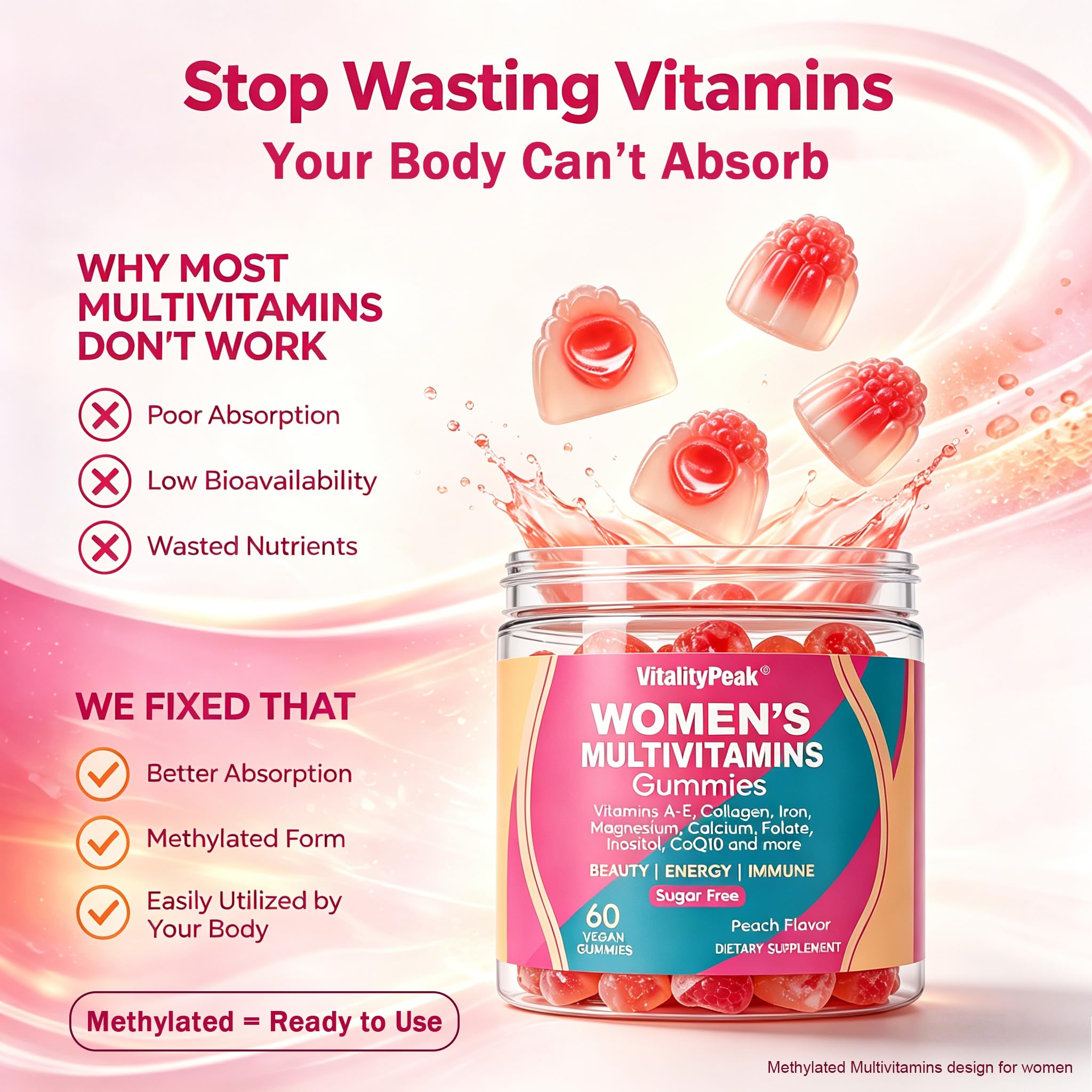 VitalityPeak Women's Multivitamin Gummies packaging side view