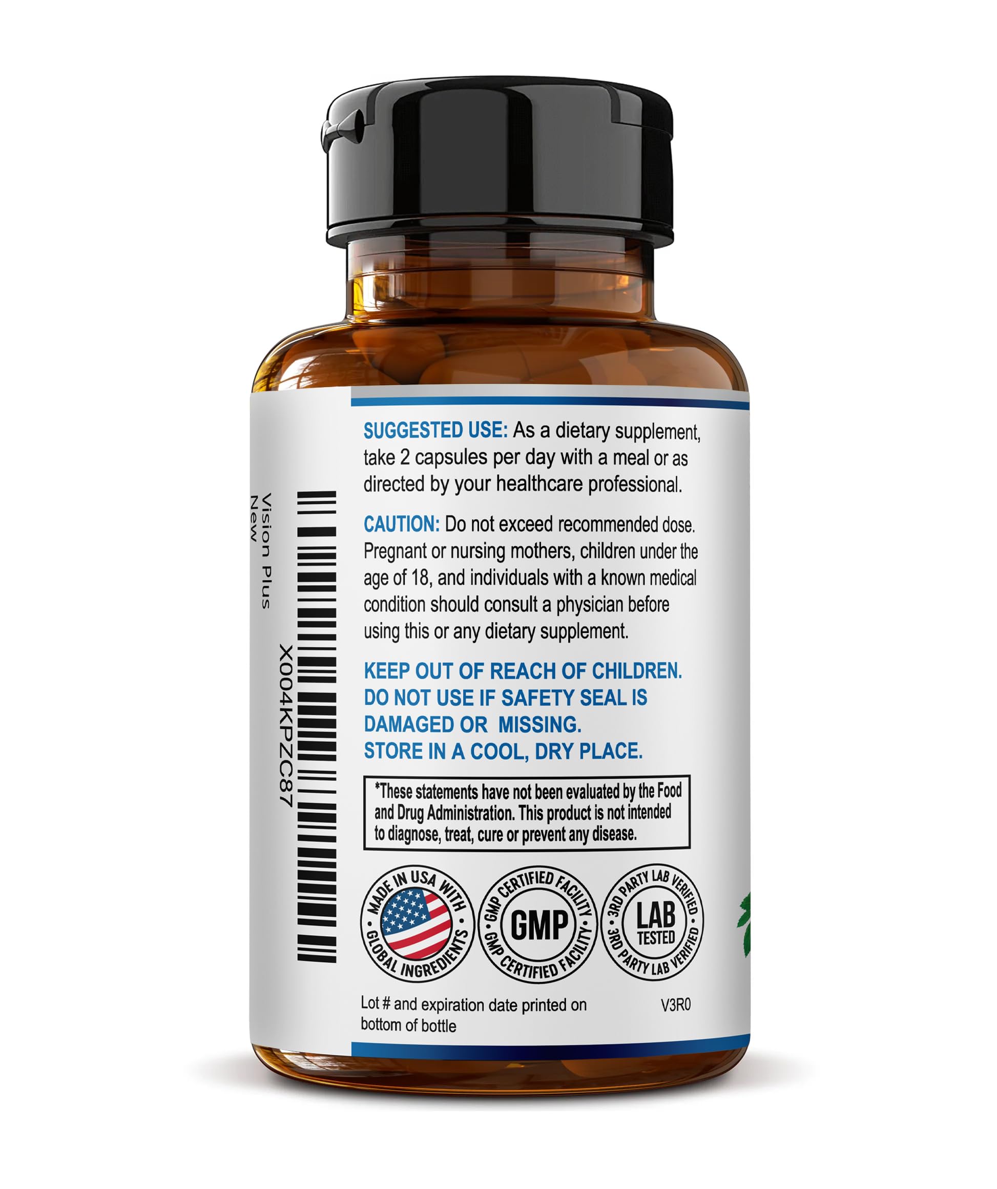 Vitalize Life Vision Plus Eye Health Supplement 60 Capsules opened bottle