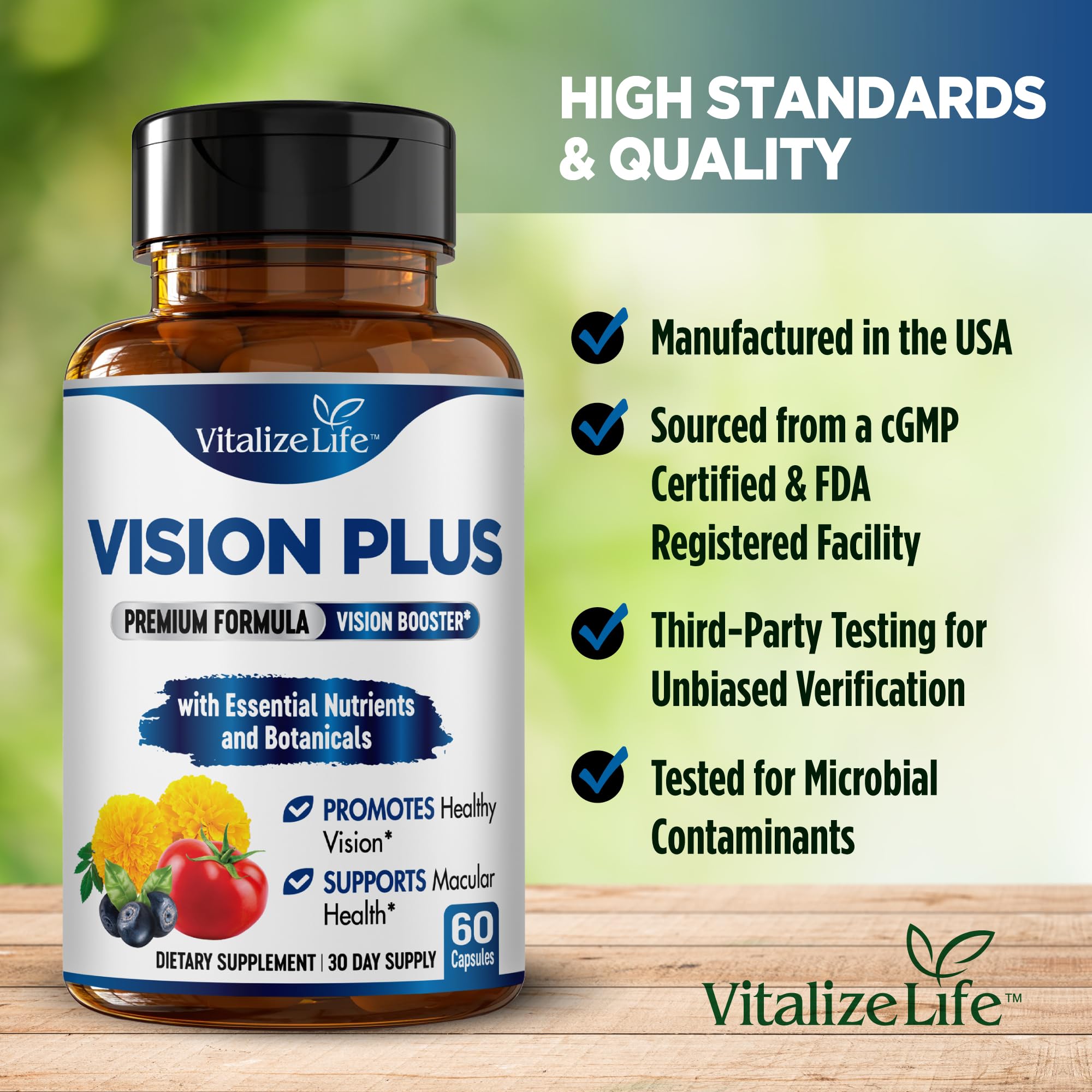 Vitalize Life Vision Plus Eye Health Supplement 60 Capsules with ingredients list