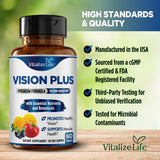 Vitalize Life Vision Plus Eye Health Supplement 60 Capsules with ingredients list