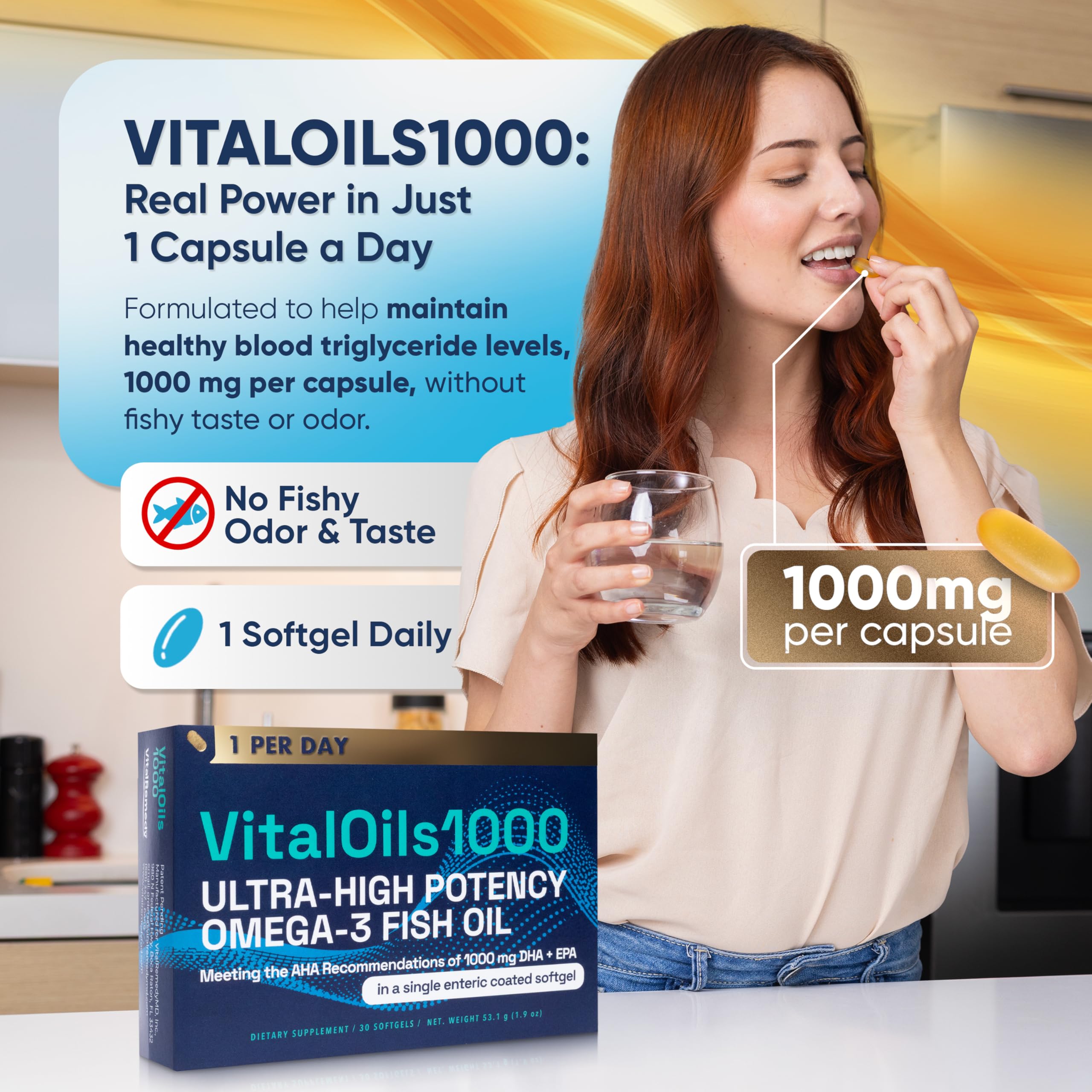 VitalRemedyMD VitalOils1000 Omega-3 Softgels packaging