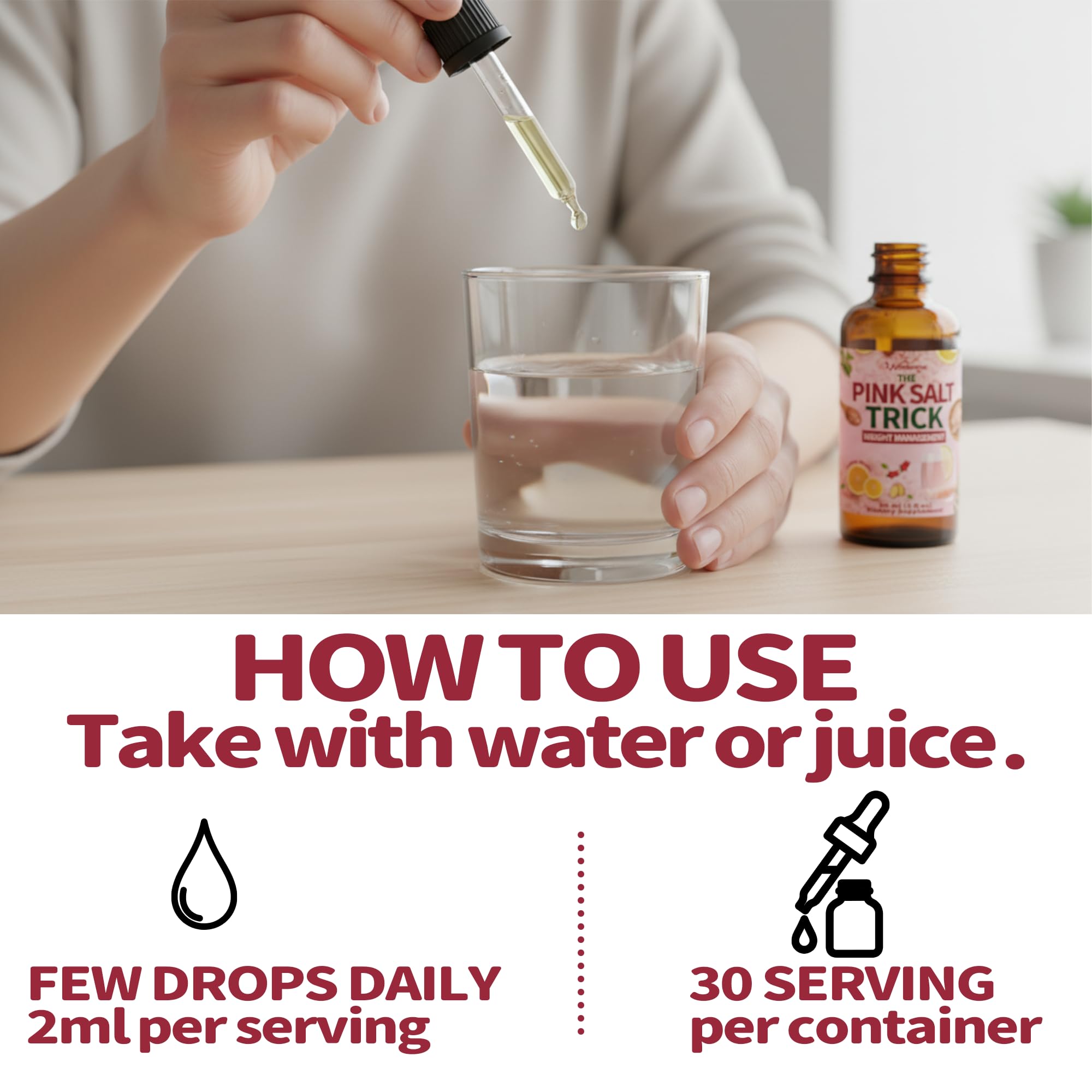 Vitalumina Pink Salt Trick Drops 60ml bottle in a lifestyle setting