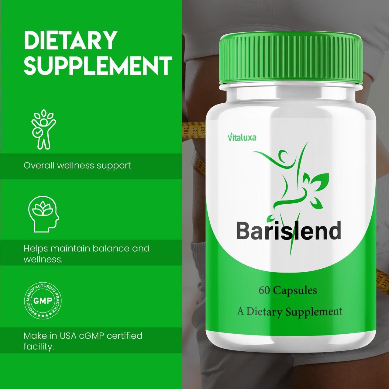 Vitaluxa Barislend Capsules back view with ingredient list