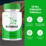 Vitaluxa Barislend Capsules on a wooden table with a glass of water