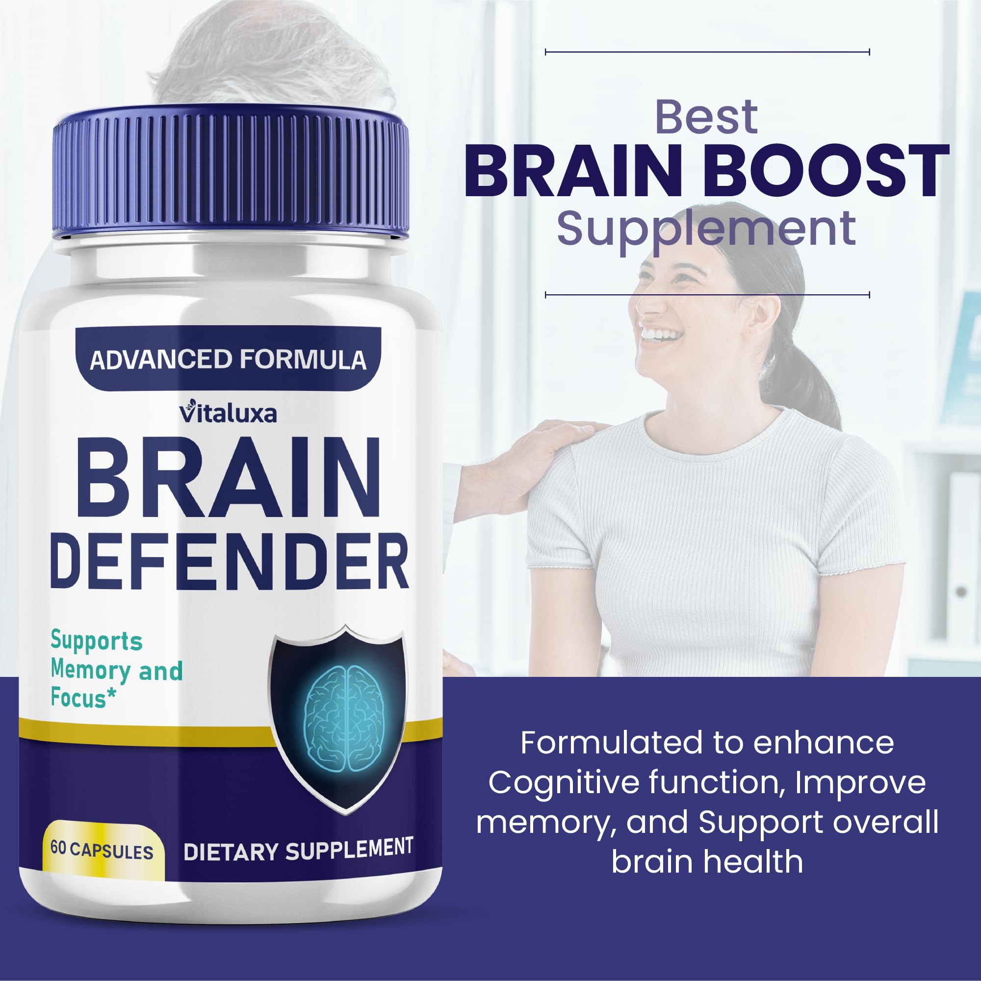 Vitaluxa Brain Defender Supplement back view