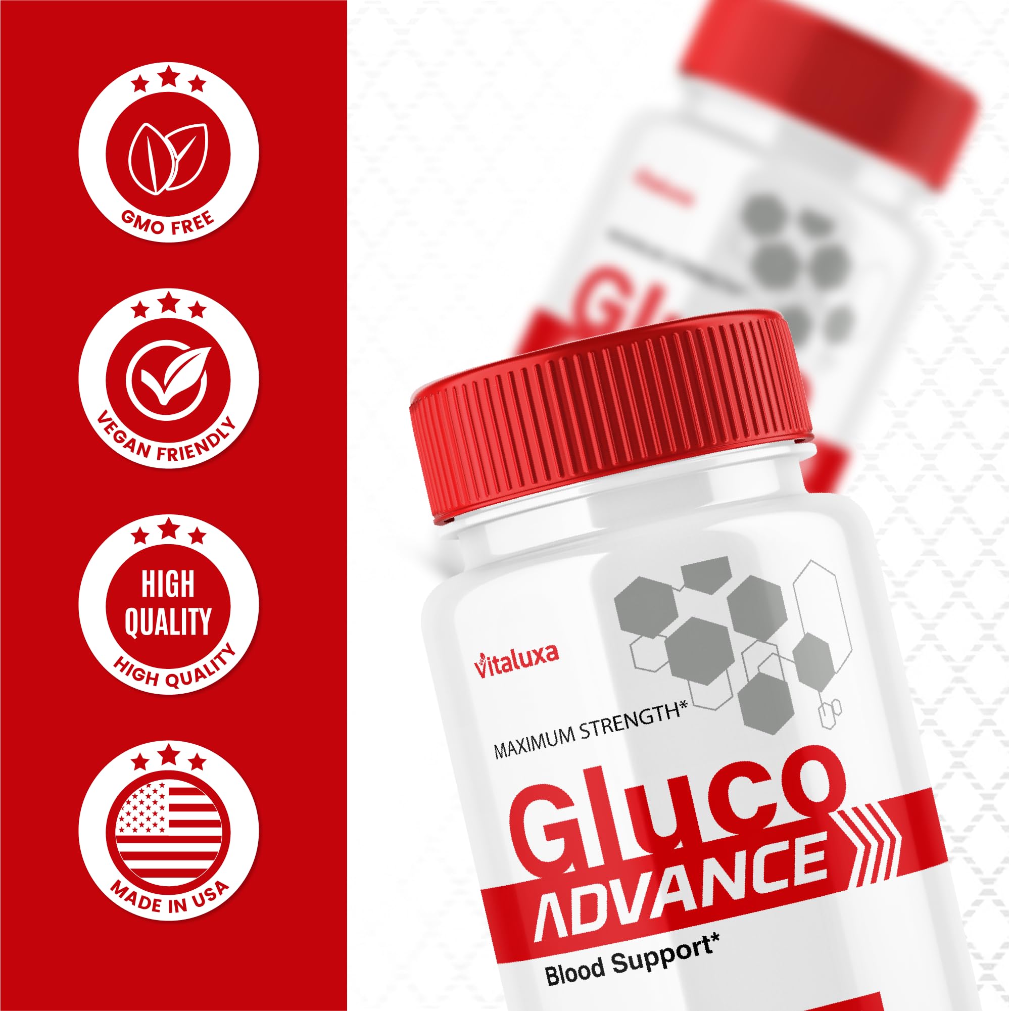 Vitaluxa Gluco Advance Capsules close-up of capsules