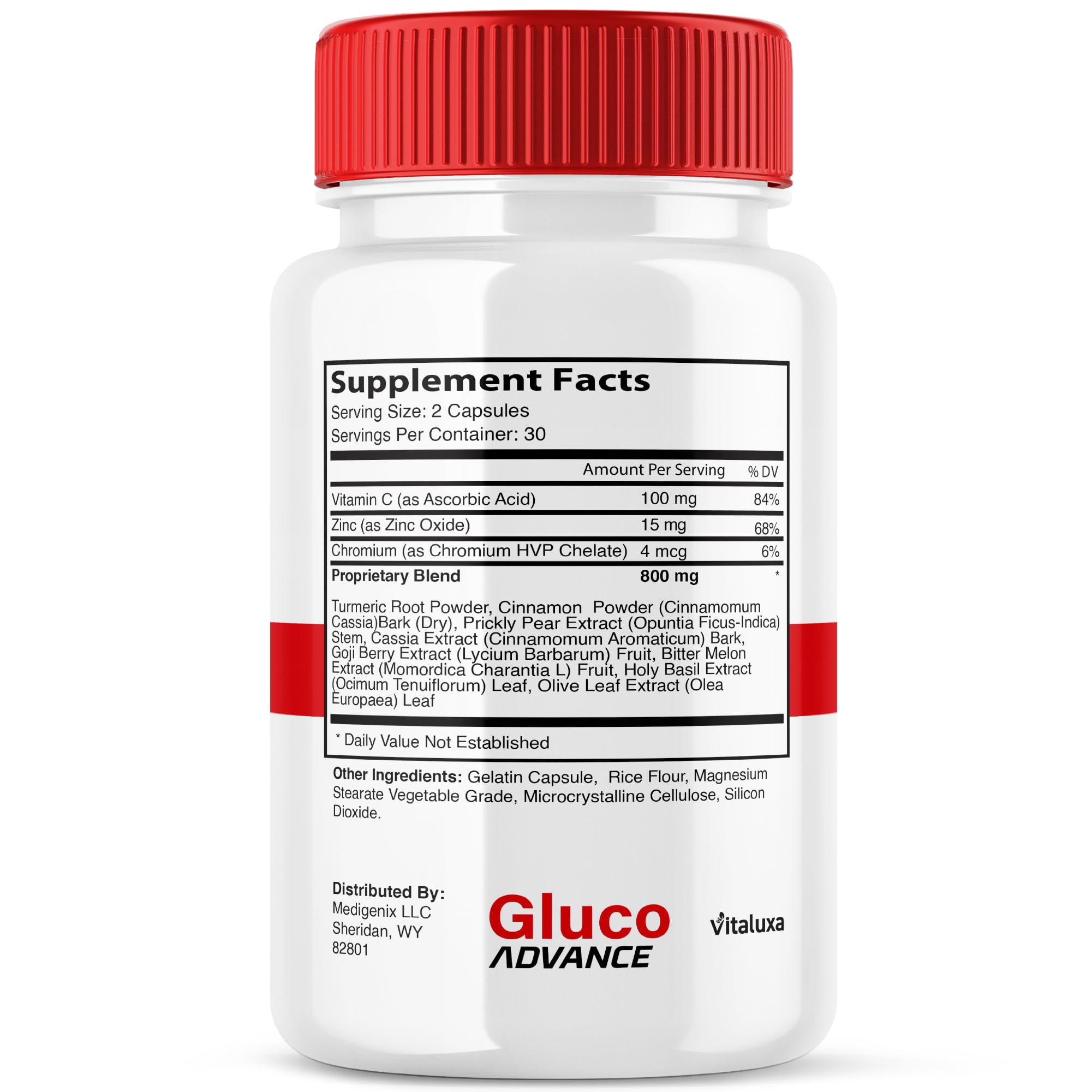 Vitaluxa Gluco Advance Capsules with measuring spoon for dosage
